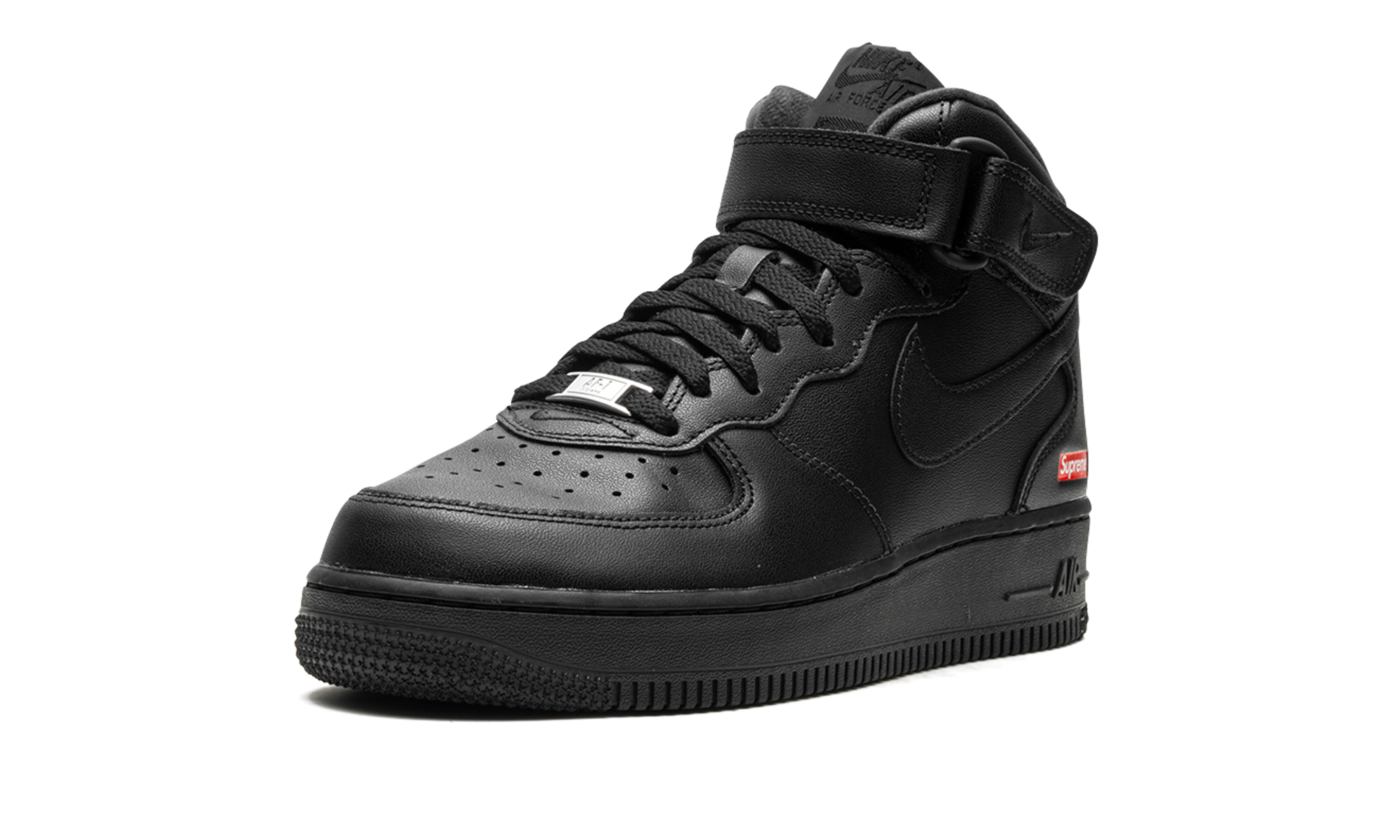 nike air force 1 mid supreme black+FZ8784-001+left diagnol single view
