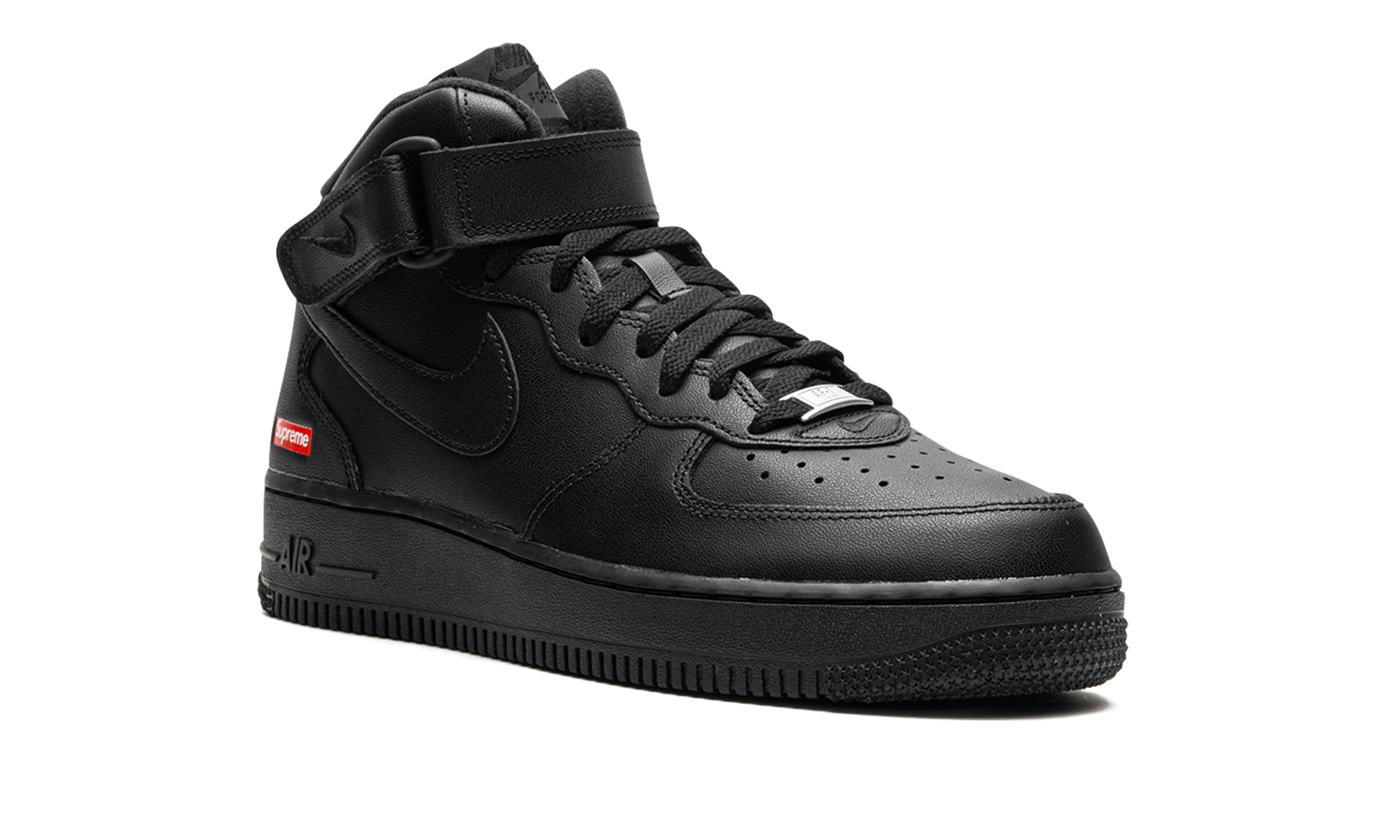 nike air force 1 mid supreme black+FZ8784-001+diagnol right view