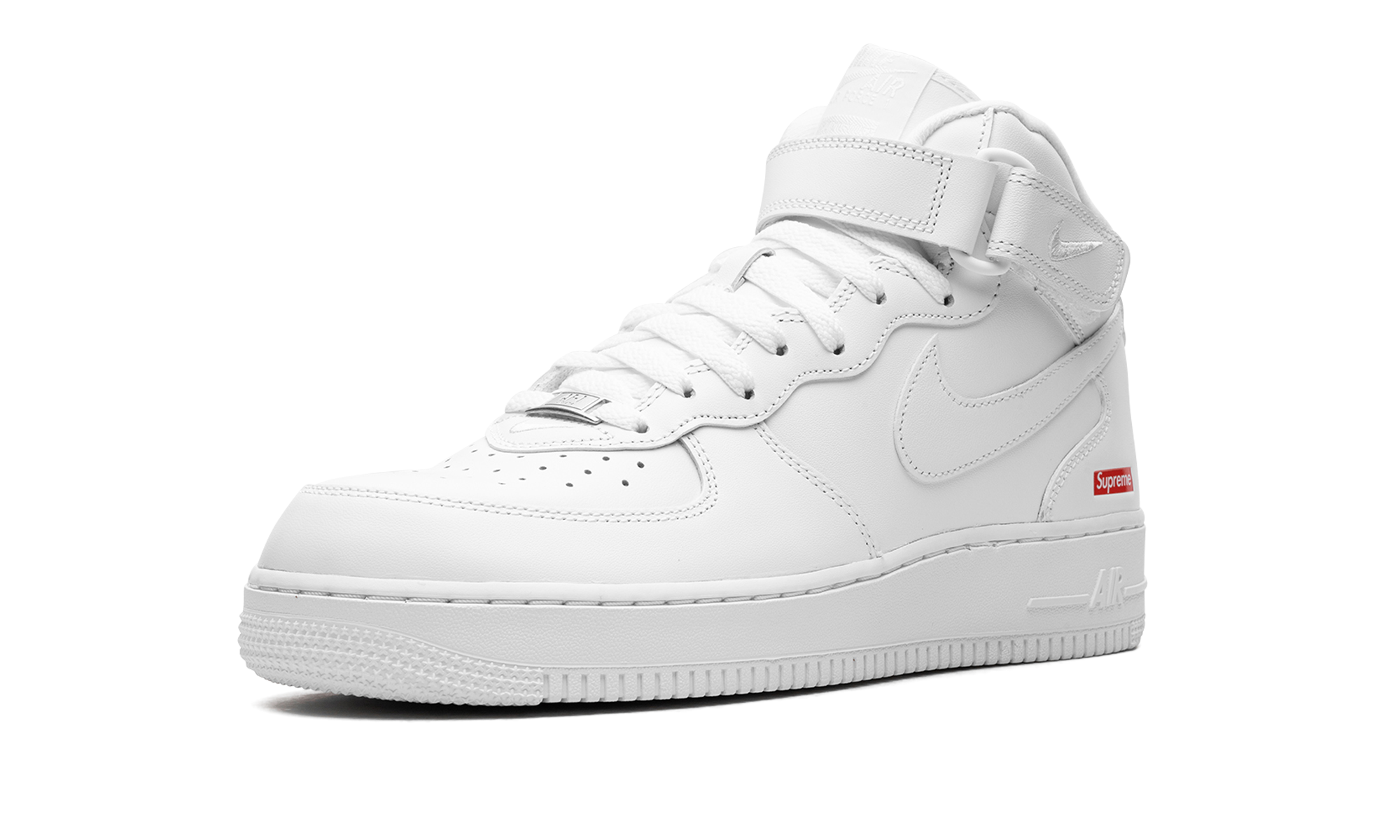 nike air force 1 mid supreme white+FZ8784-100+left diagnol single view