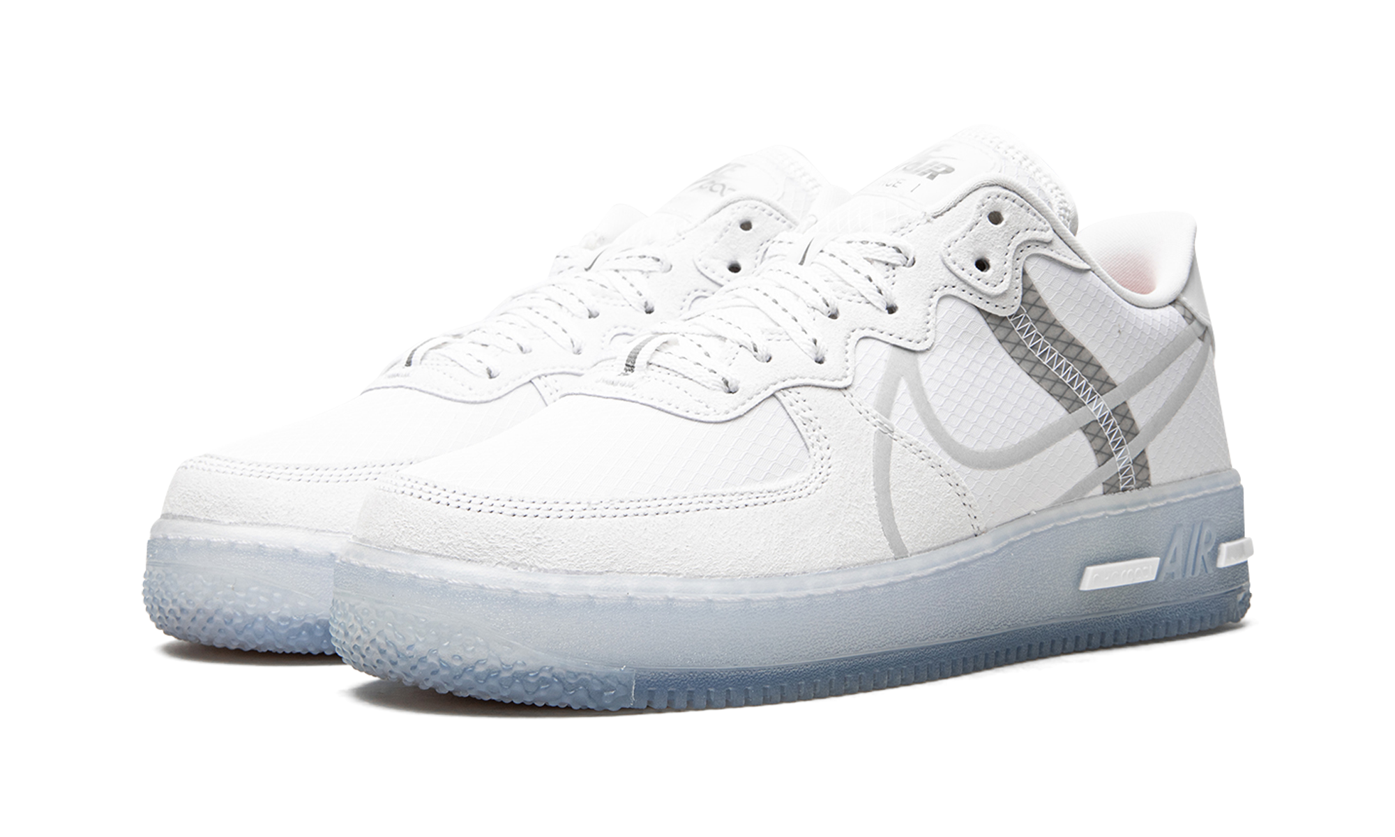 nike air force 1 react white light bone+CQ8879-100+diagnol left view