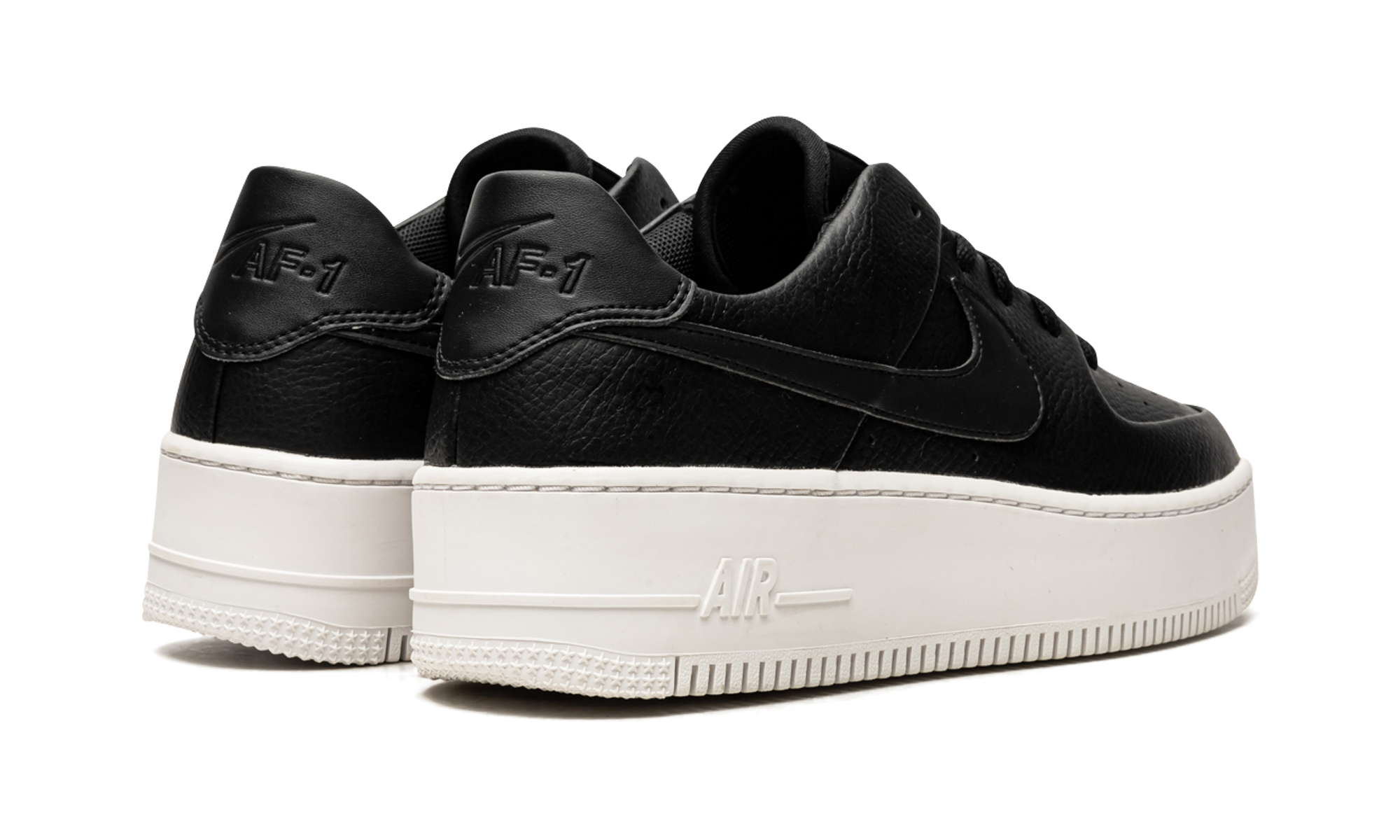 nike air force 1 sage low black white women s+AR5339-002+diagnol right behind view