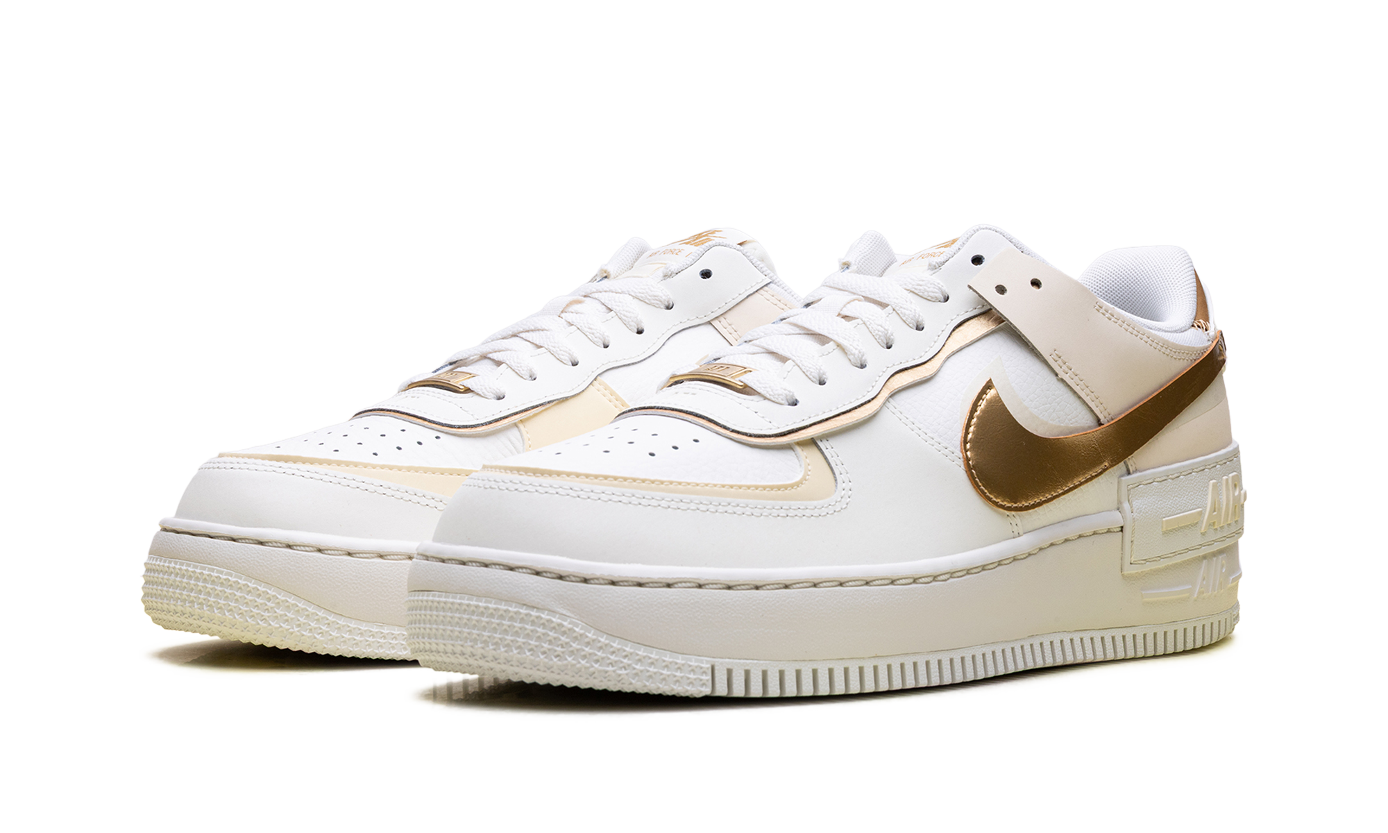 nike air force 1 shadow sail coconut milk metallic gold women s+DZ1847-108+diagnol left view