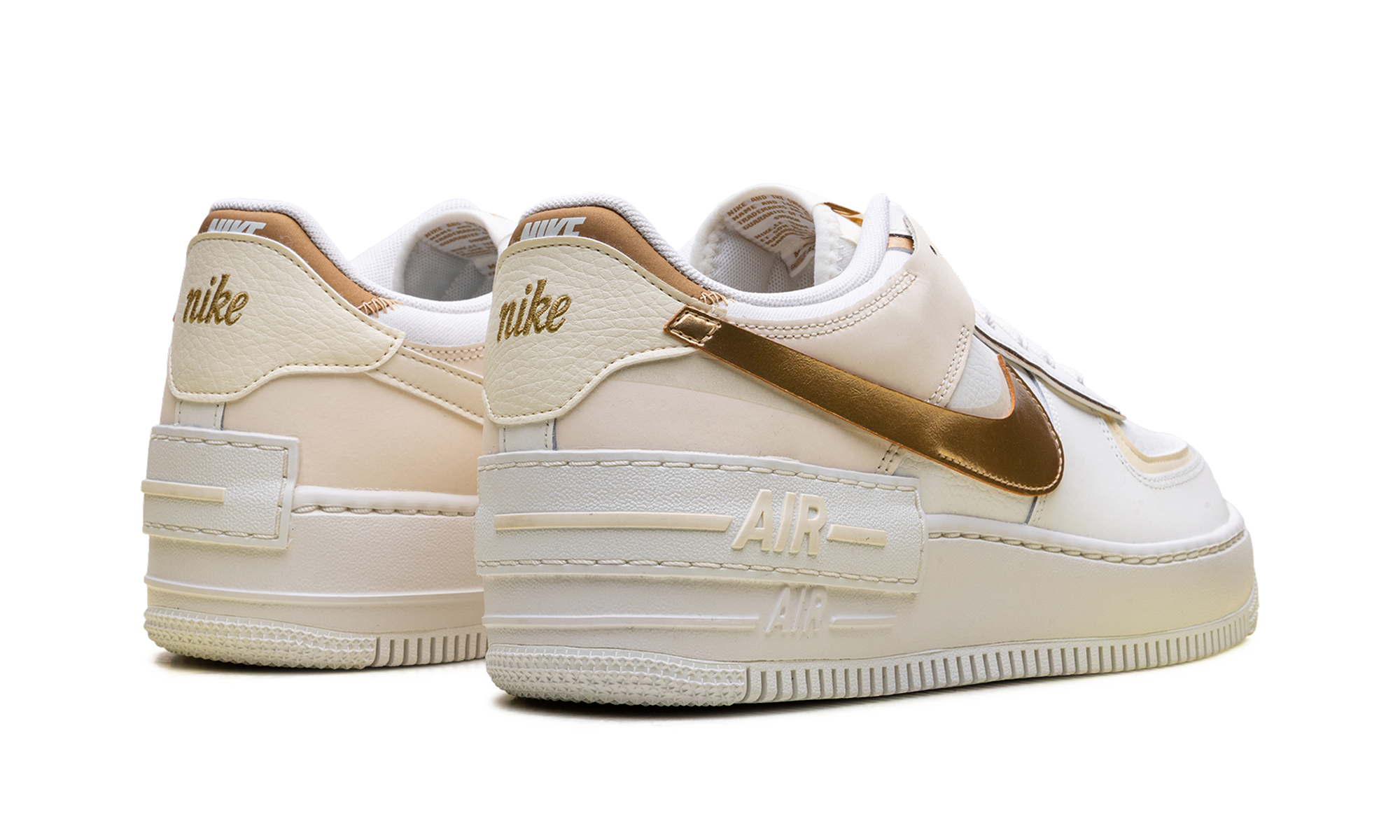 nike air force 1 shadow sail coconut milk metallic gold women s+DZ1847-108+diagnol right behind view