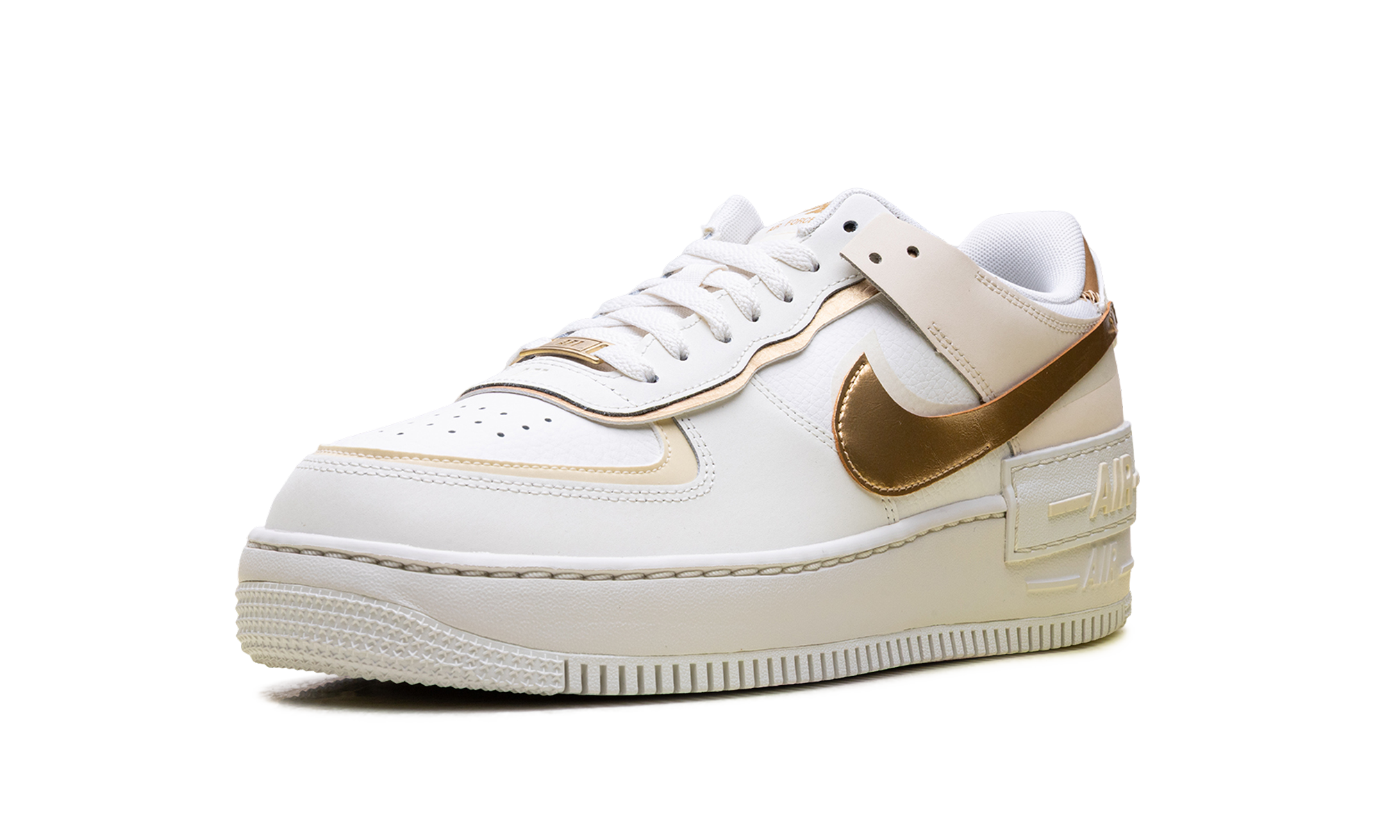 nike air force 1 shadow sail coconut milk metallic gold women s+DZ1847-108+left diagnol single view