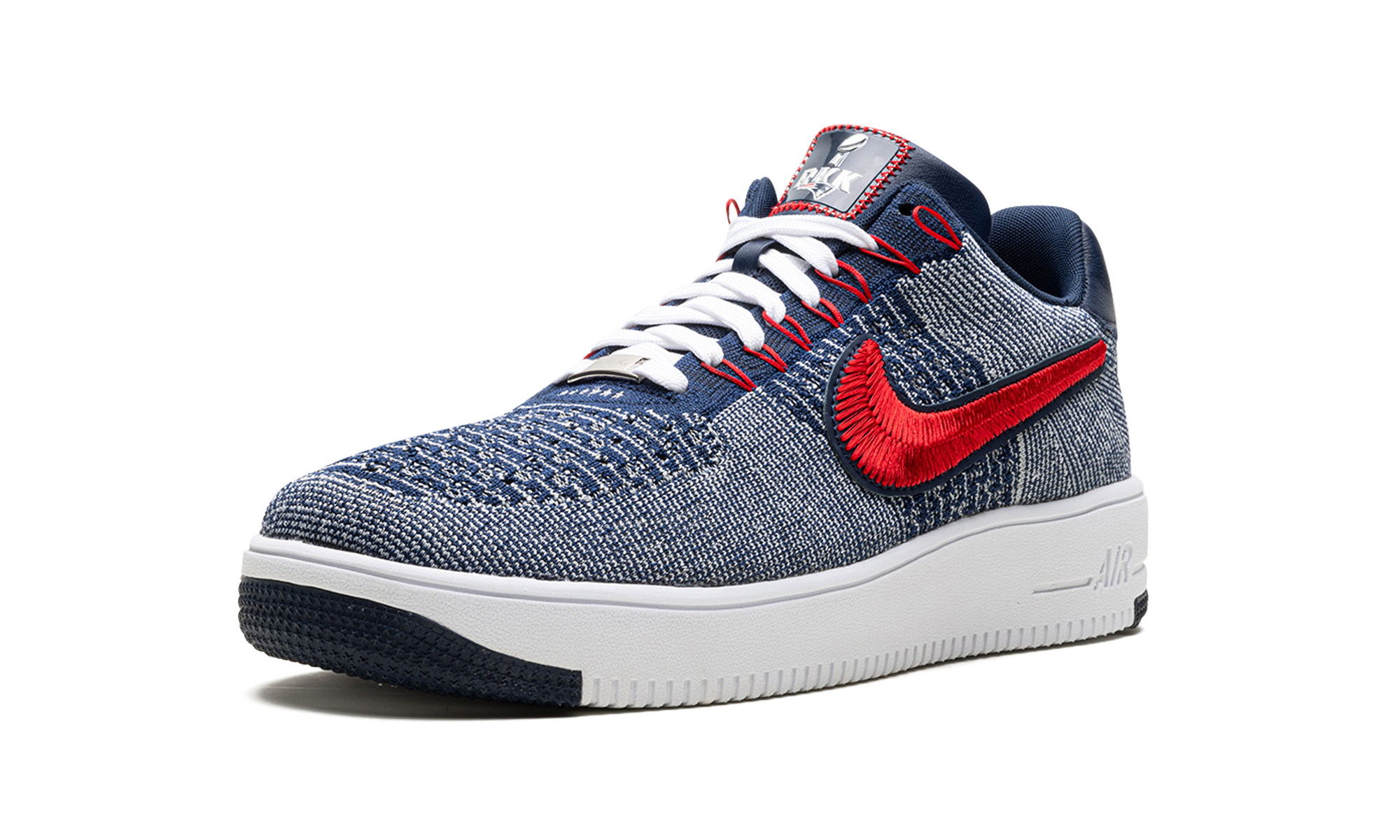 nike air force 1 ultra flyknit low patriots robert kraft wolf grey+FV4079-012+left diagnol single view