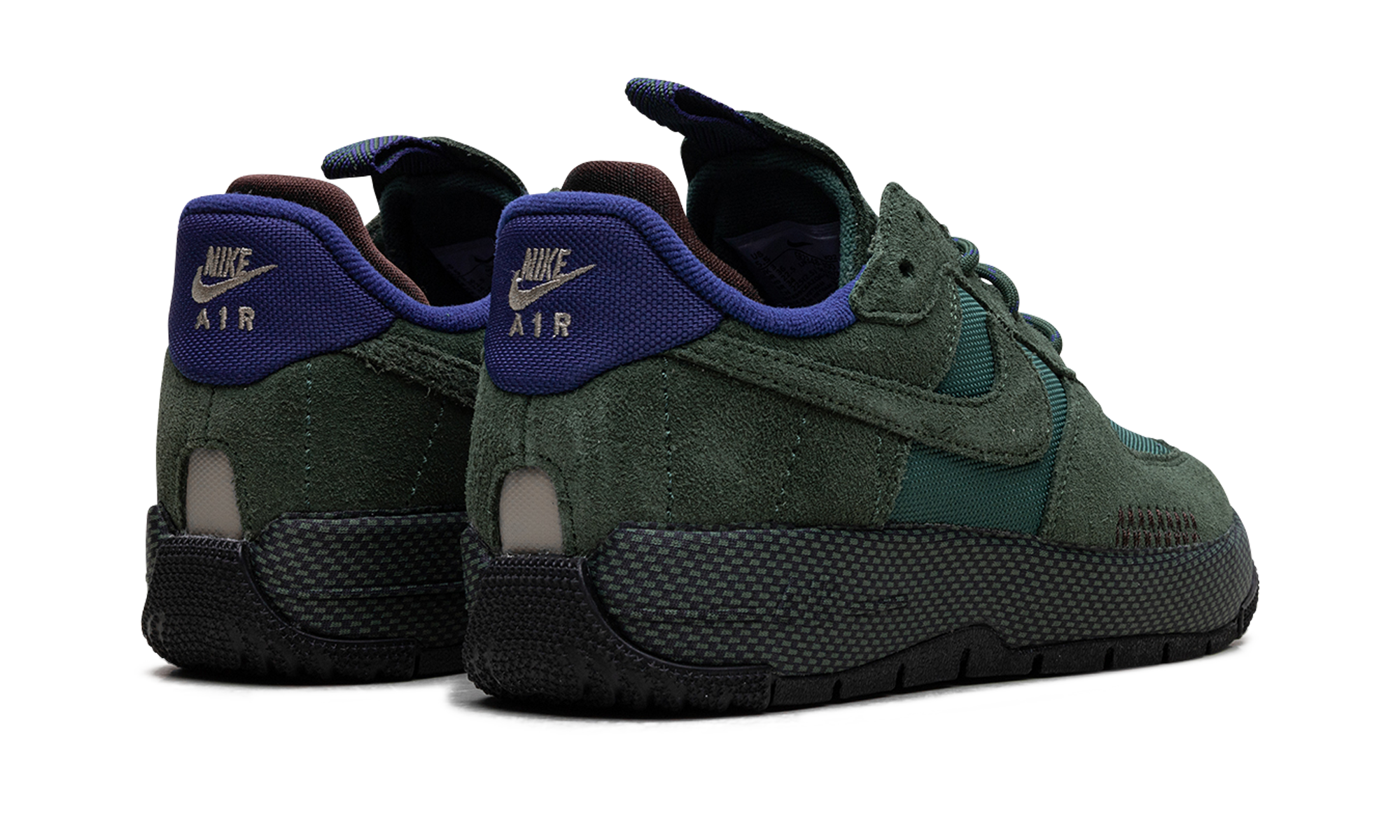nike air force 1 wild low fir women s+FB2348-300+diagnol right behind view