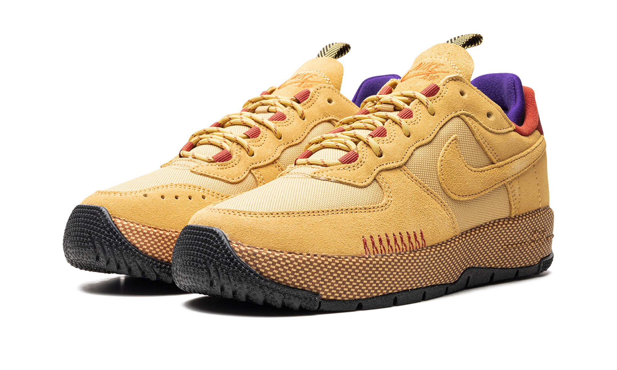 nike air force 1 wild low wheat gold women s+FB2348-700+diagnol left view