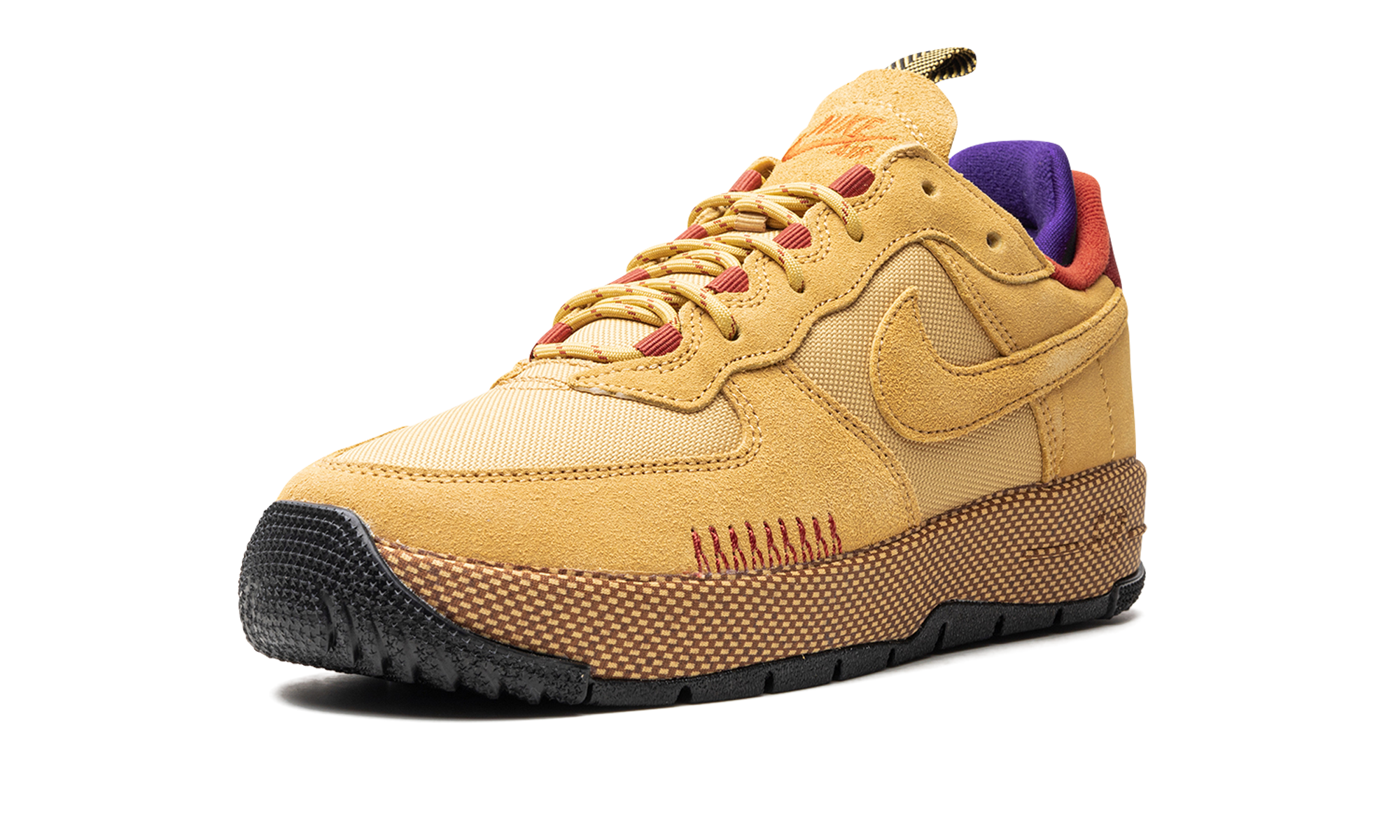 nike air force 1 wild low wheat gold women s+FB2348-700+left diagnol single view