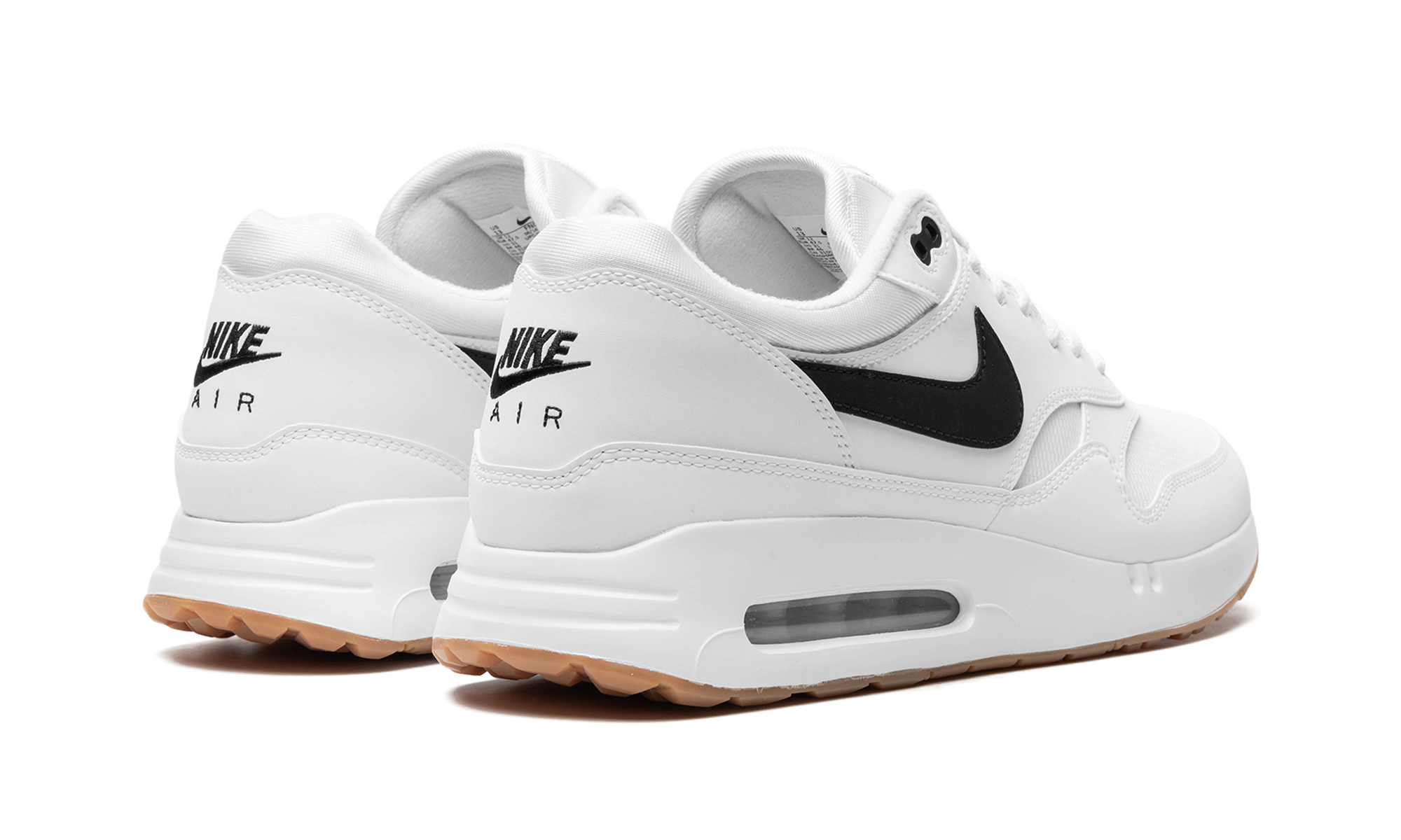 nike air max 1 86 og golf white black gum+FN0697-100+diagnol right behind view