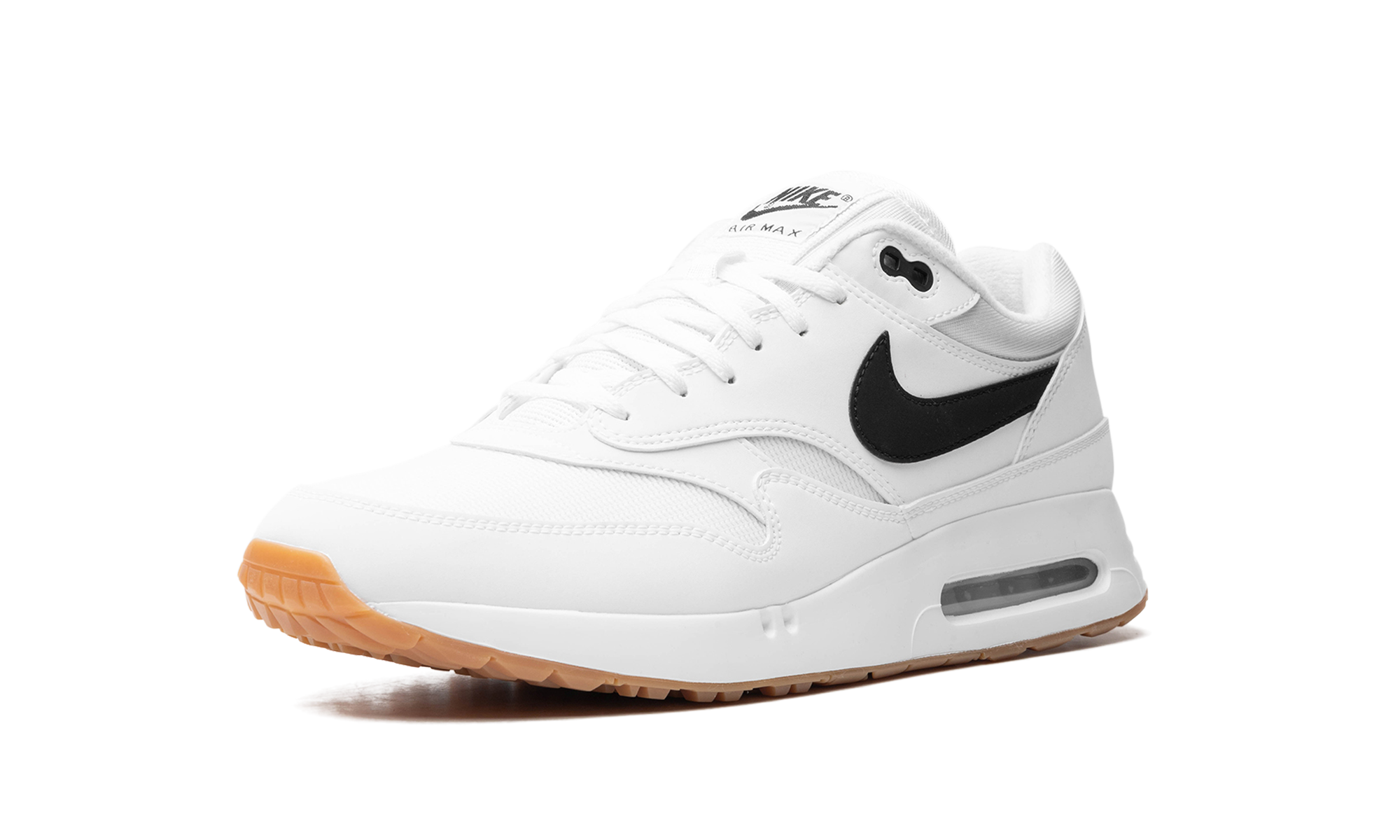 nike air max 1 86 og golf white black gum+FN0697-100+left diagnol single view