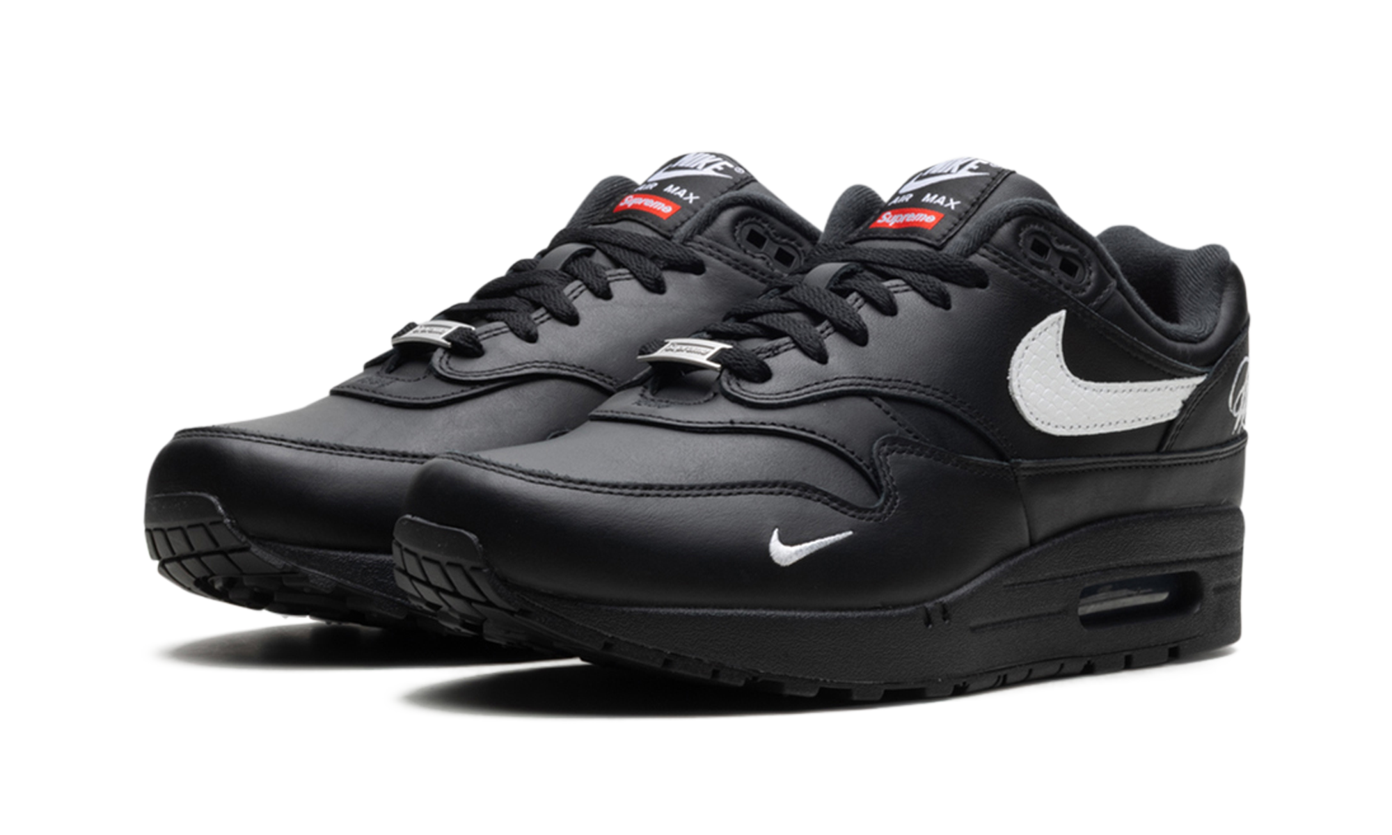 nike air max 1 87 sp supreme black white+HF8813-001+diagnol left view
