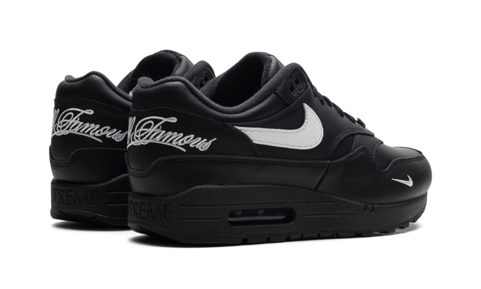 nike air max 1 87 sp supreme black white+HF8813-001+diagnol right behind view
