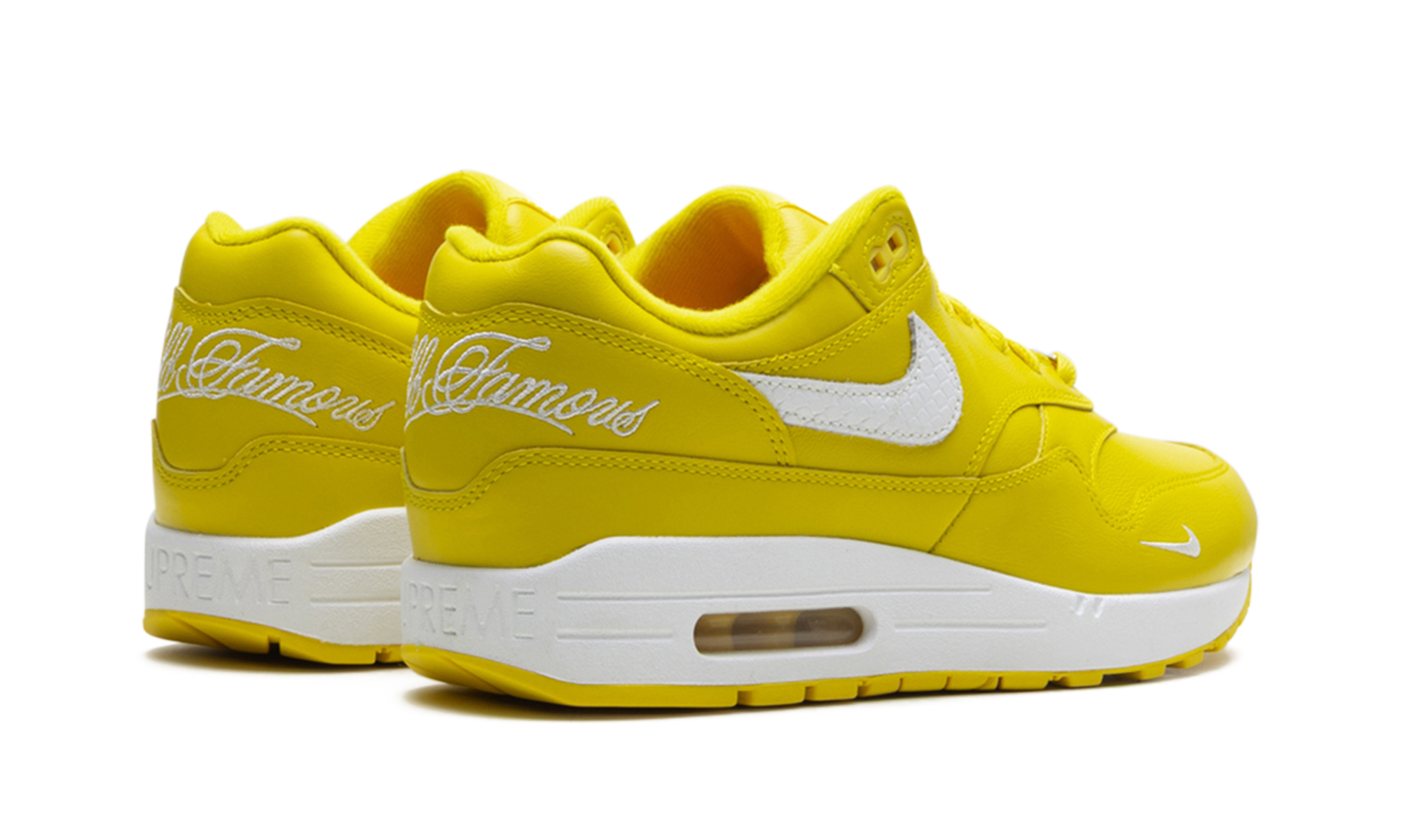 nike air max 1 87 sp supreme speed yellow+HF8813-700+diagnol right behind view