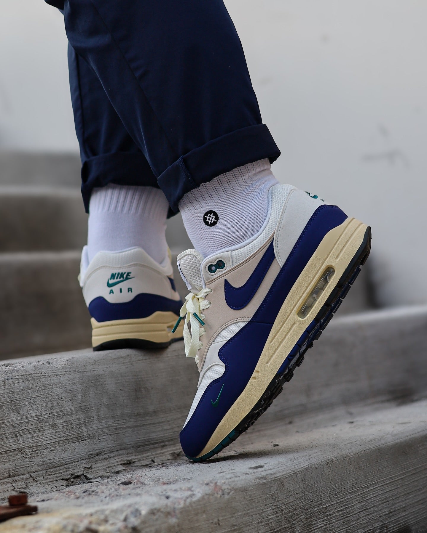 Nike Air Max 1 Athletic Department Deep Royal Blue, Lifestyle View 3, SKU FQ8048-133