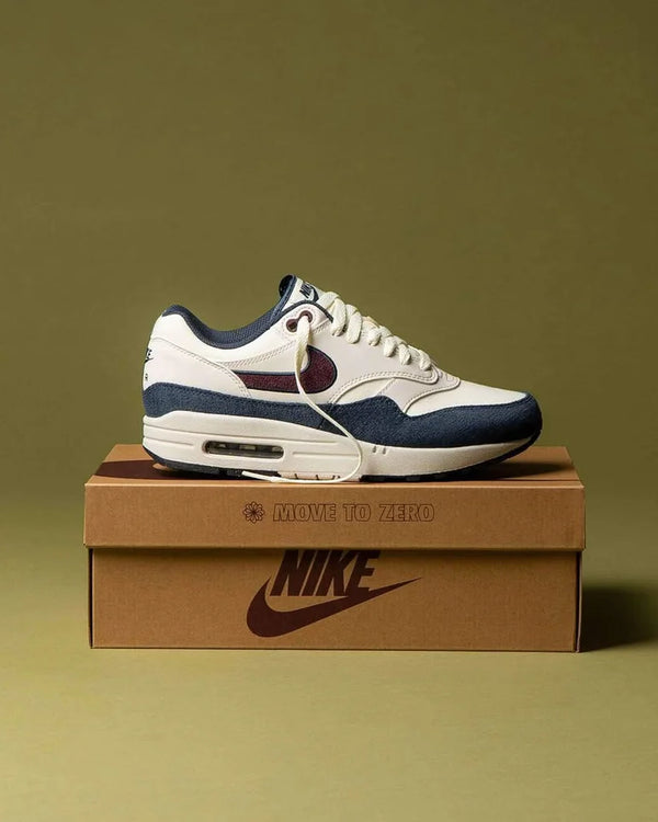 Nike Air Max 1 Coconut Milk Burgundy Crush Navy, Lifestyle View 1, SKU FN6952-103