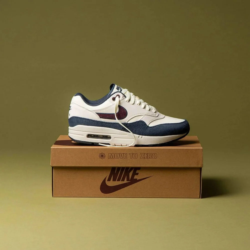 Nike Air Max 1 Coconut Milk Burgundy Crush Navy, Lifestyle View 1, SKU FN6952-103