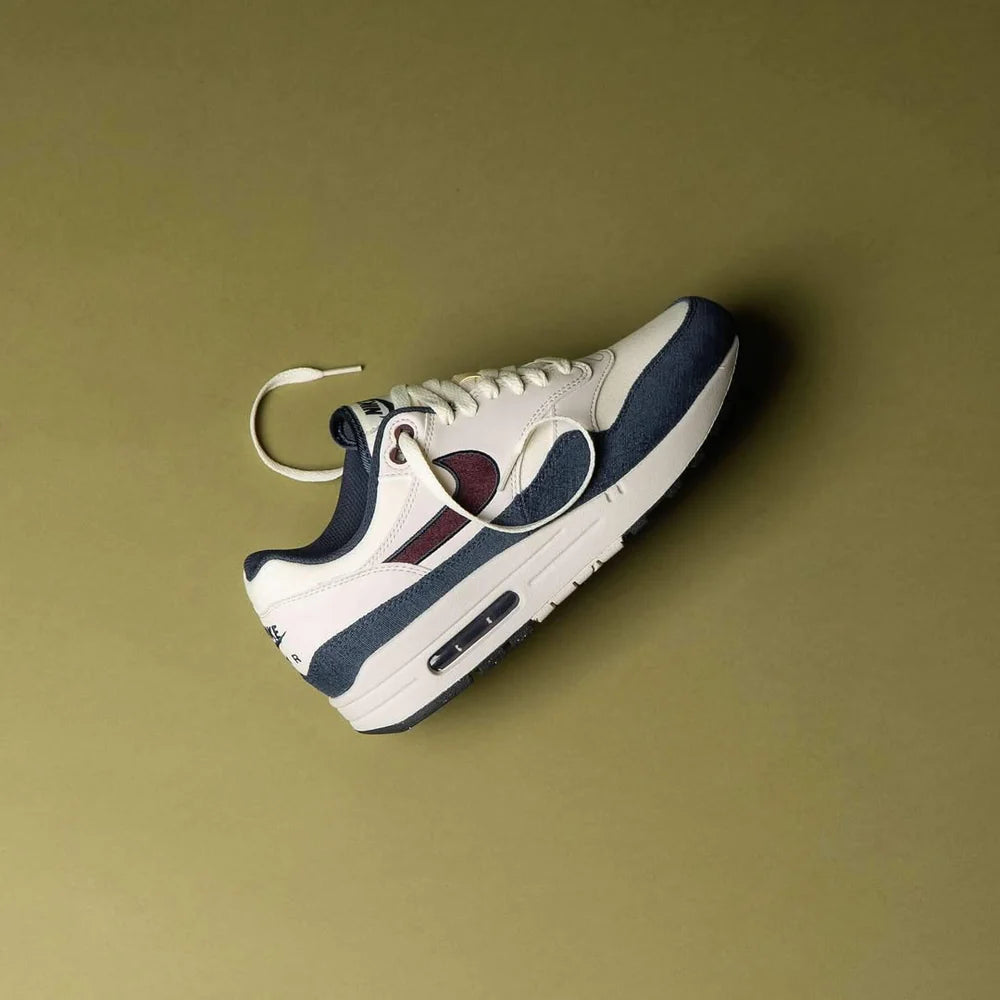 Nike Air Max 1 Coconut Milk Burgundy Crush Navy, Lifestyle View 3, SKU FN6952-103