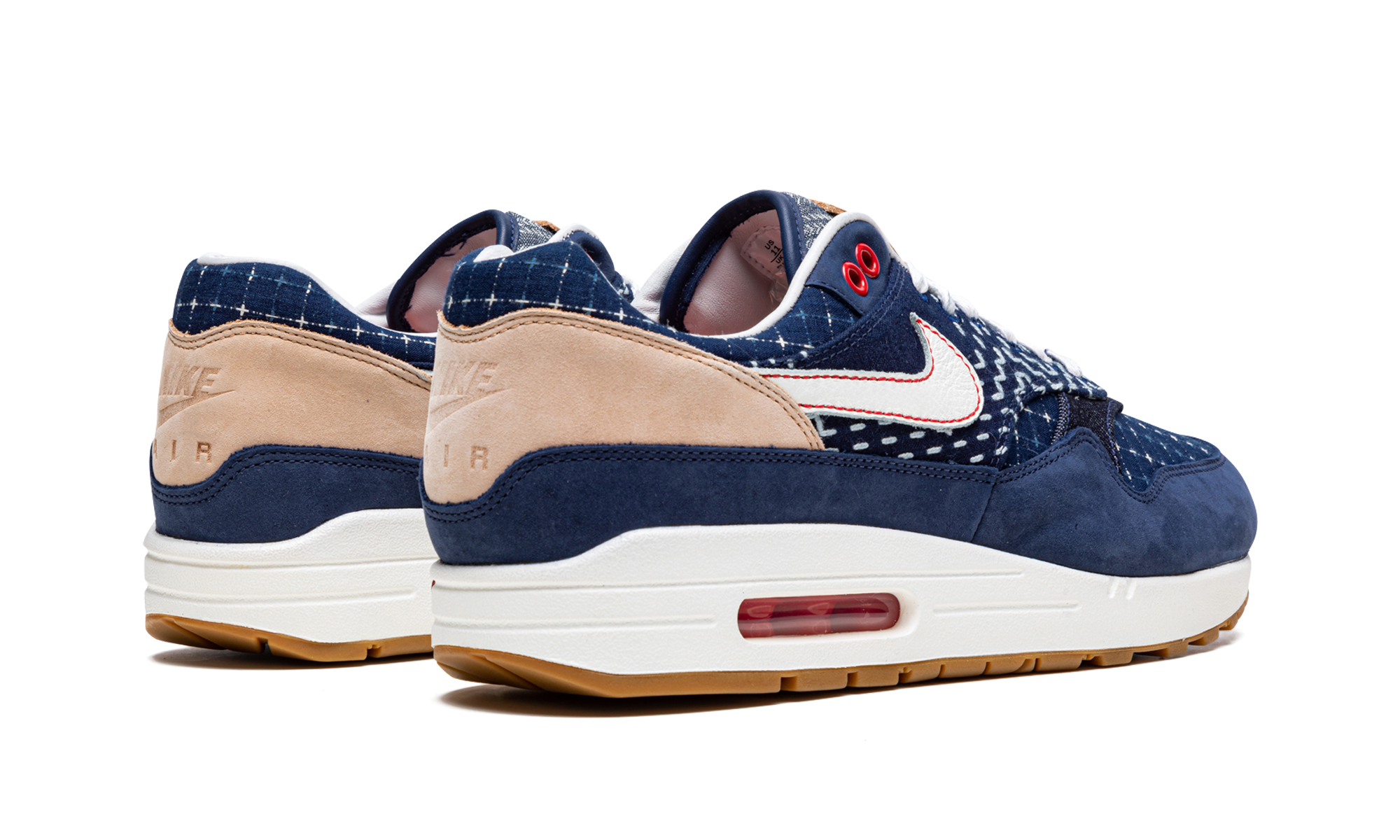 nike air max 1 denham+CW7603-400+diagnol right behind view