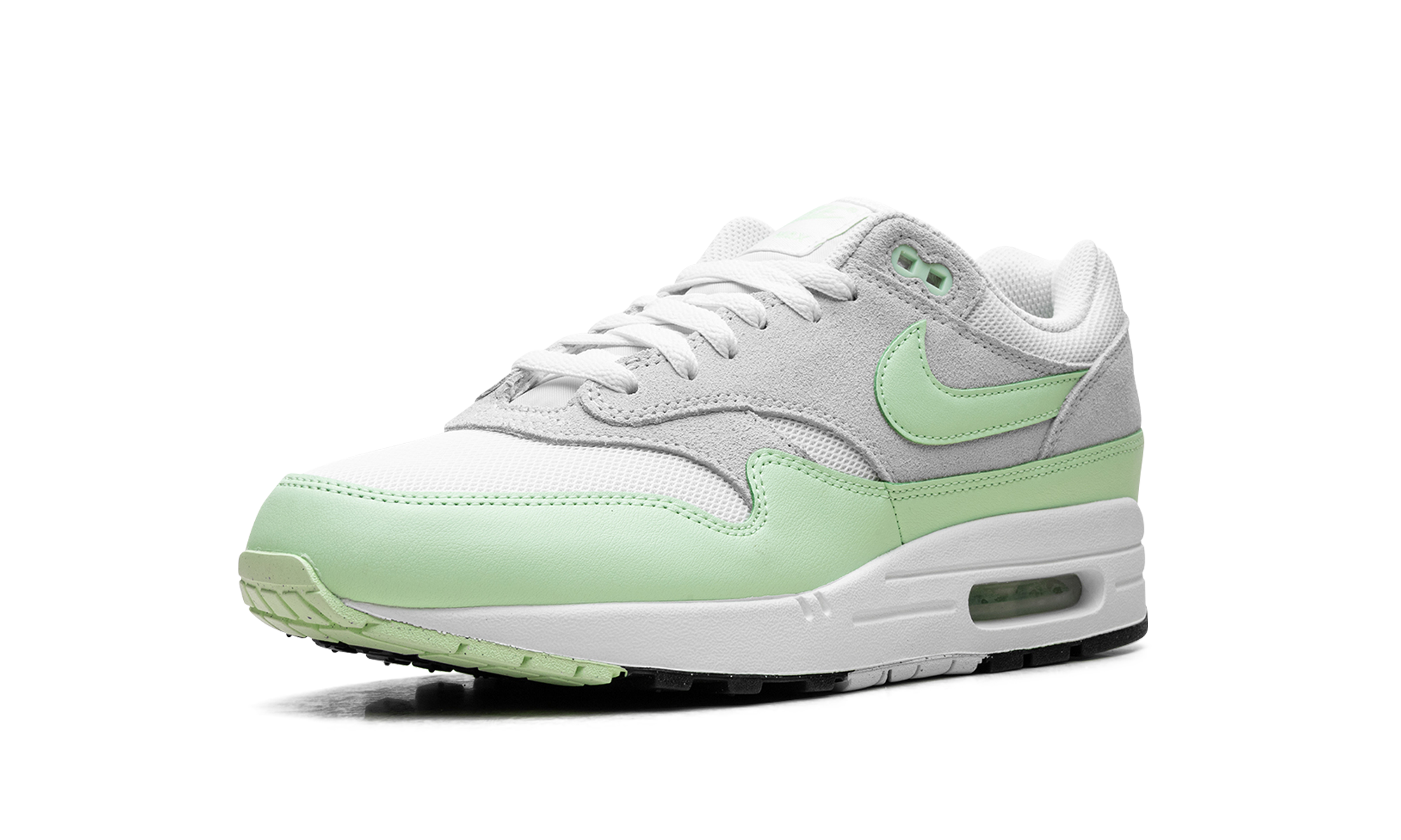 nike air max 1 essential summit white photon dust vapor green+FZ5808-107+left diagnol single view