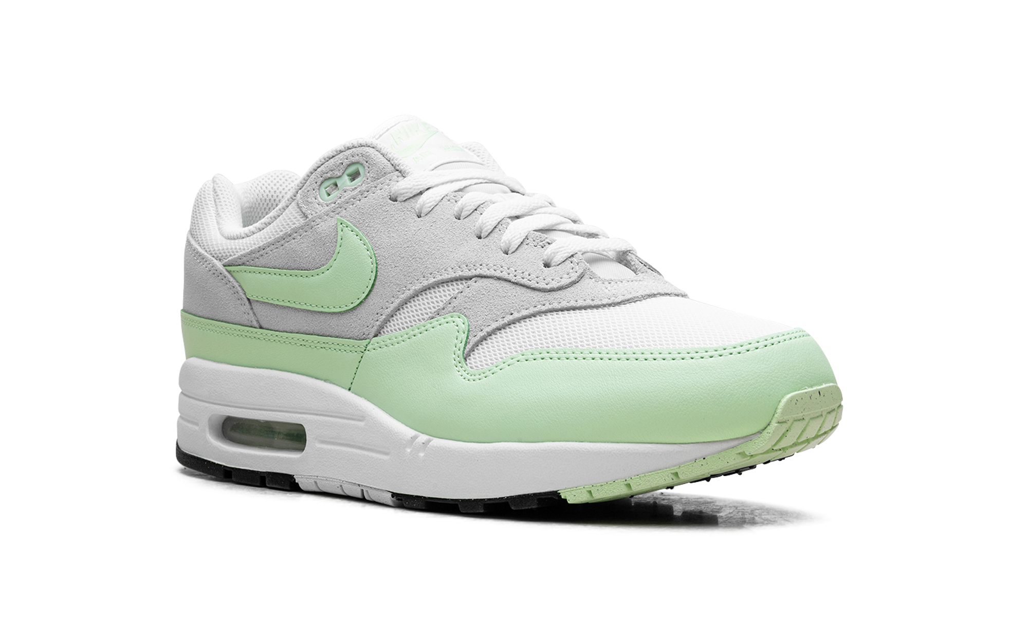 nike air max 1 essential summit white photon dust vapor green+FZ5808-107+diagnol right view