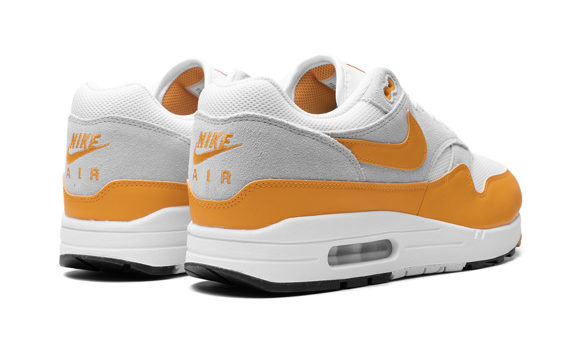 nike air max 1 essential university gold+FZ5808-100+diagnol right behind view