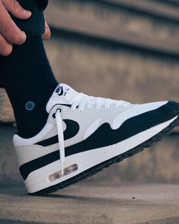 Nike Air Max 1 Essential White Pure Platinum Black, Lifestyle View 3, SKU FZ5808-102