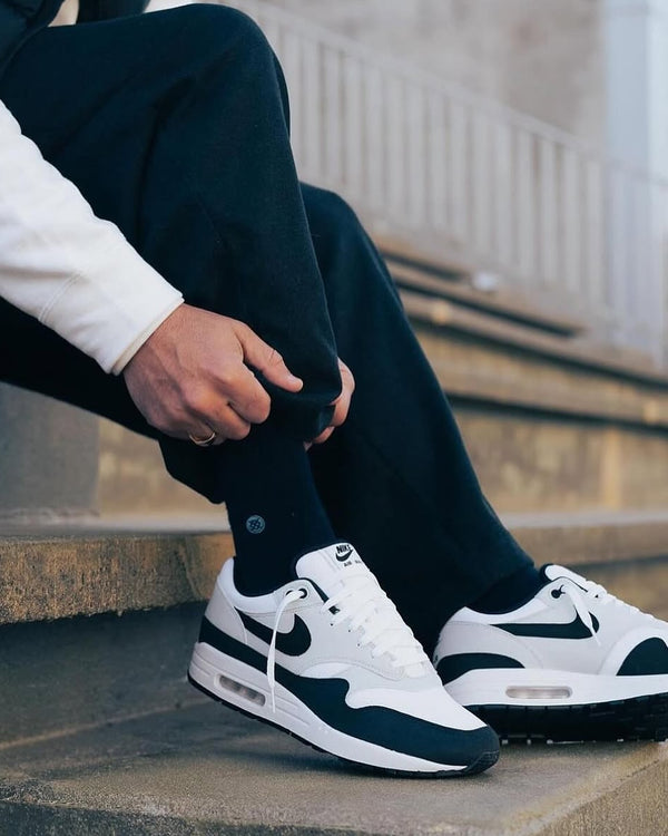 Nike Air Max 1 Essential White Pure Platinum Black, Lifestyle View 4, SKU FZ5808-102