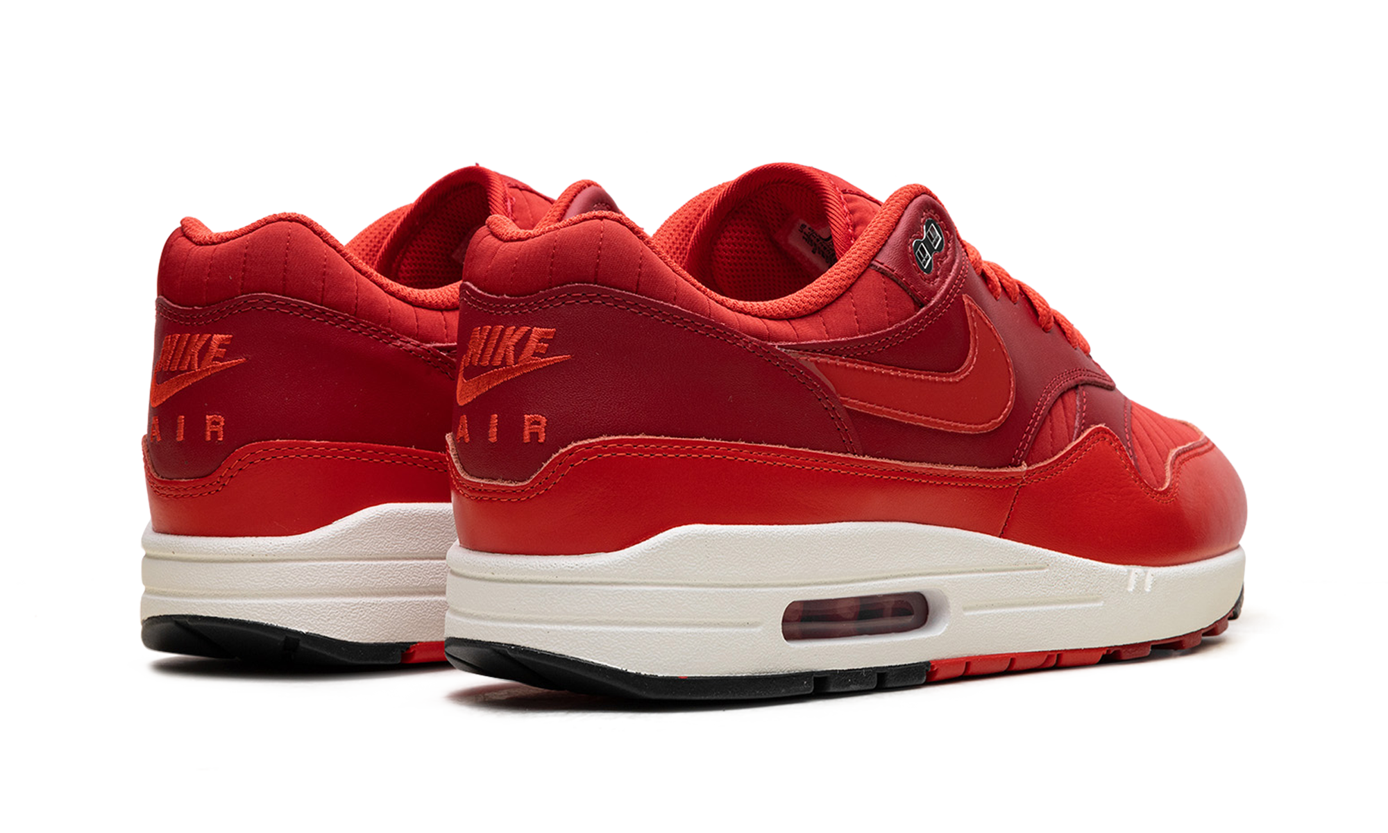 nike air max 1 gym red crimson+HQ3607-687+diagnol right behind view