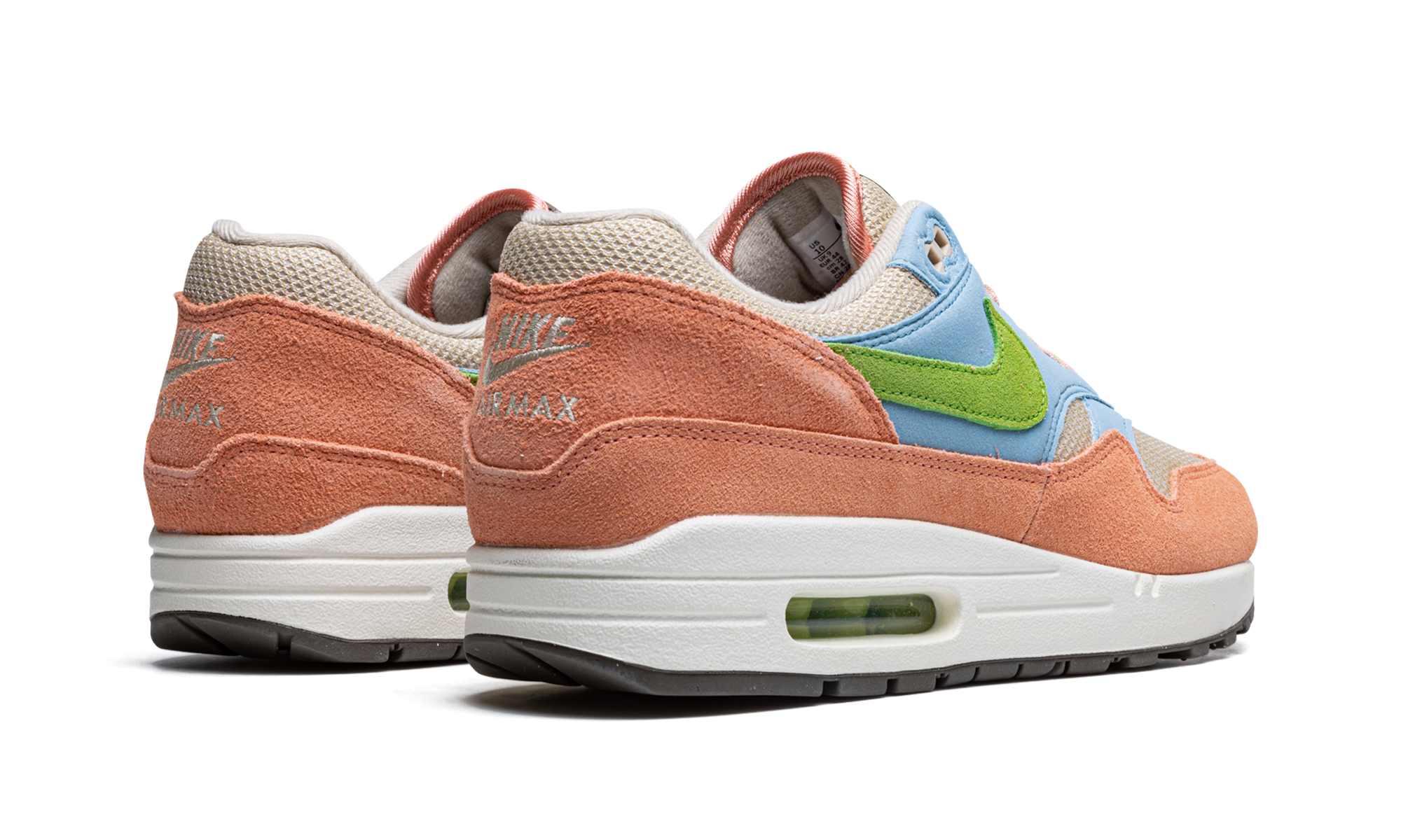 nike air max 1 light madder root worn blue+DV3196-800+diagnol right behind view