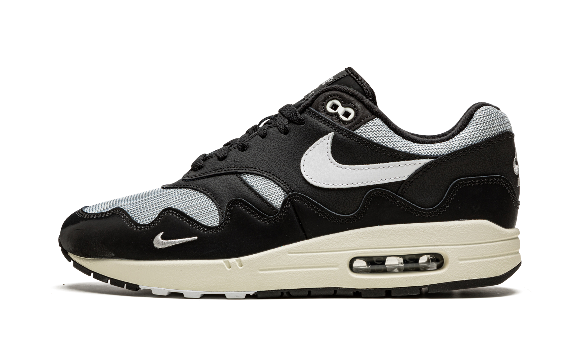 nike air max 1 patta waves black with bracelet+DQ0299-001+diagnol right view 1