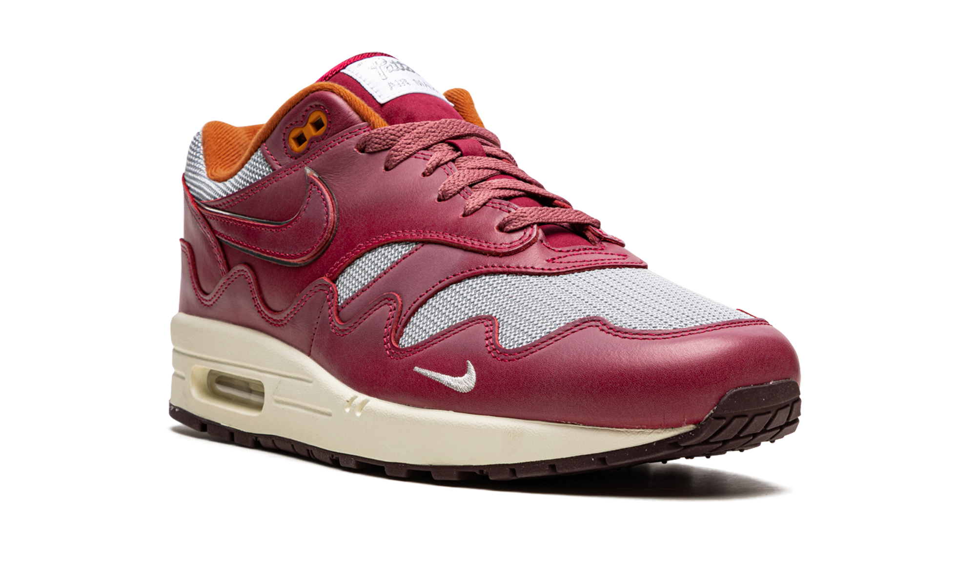 nike air max 1 patta waves rush maroon with bracelet+DO9549-001+diagnol right view