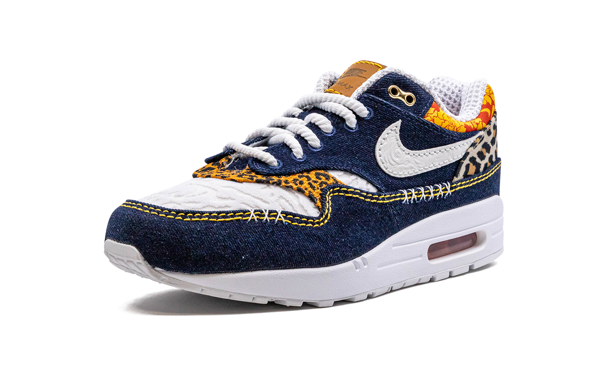 nike air max 1 premium denim leopard+FJ4452-432+left diagnol single view