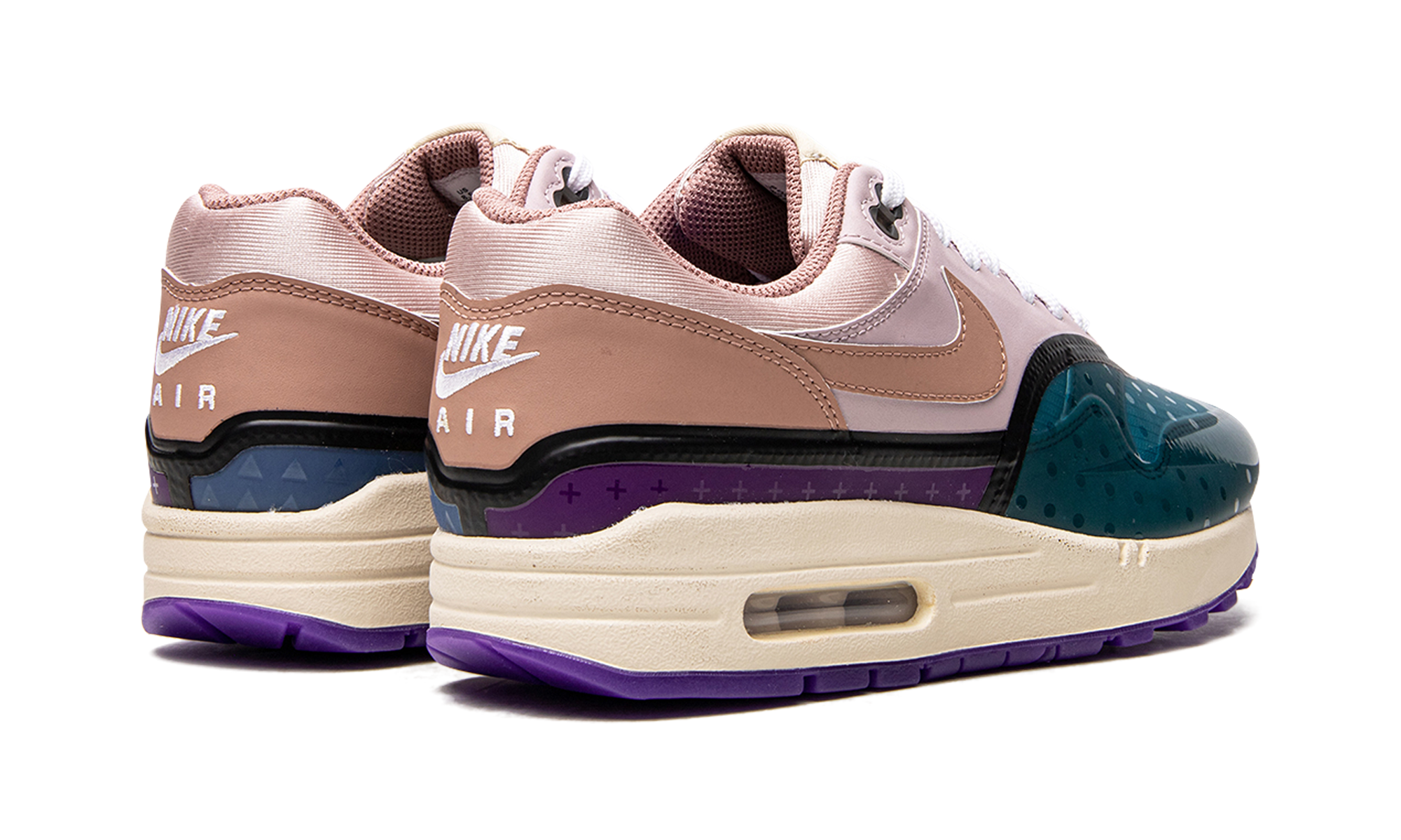 nike air max 1 premium plum fog fossil rose women s+DV2301-501+diagnol right behind view