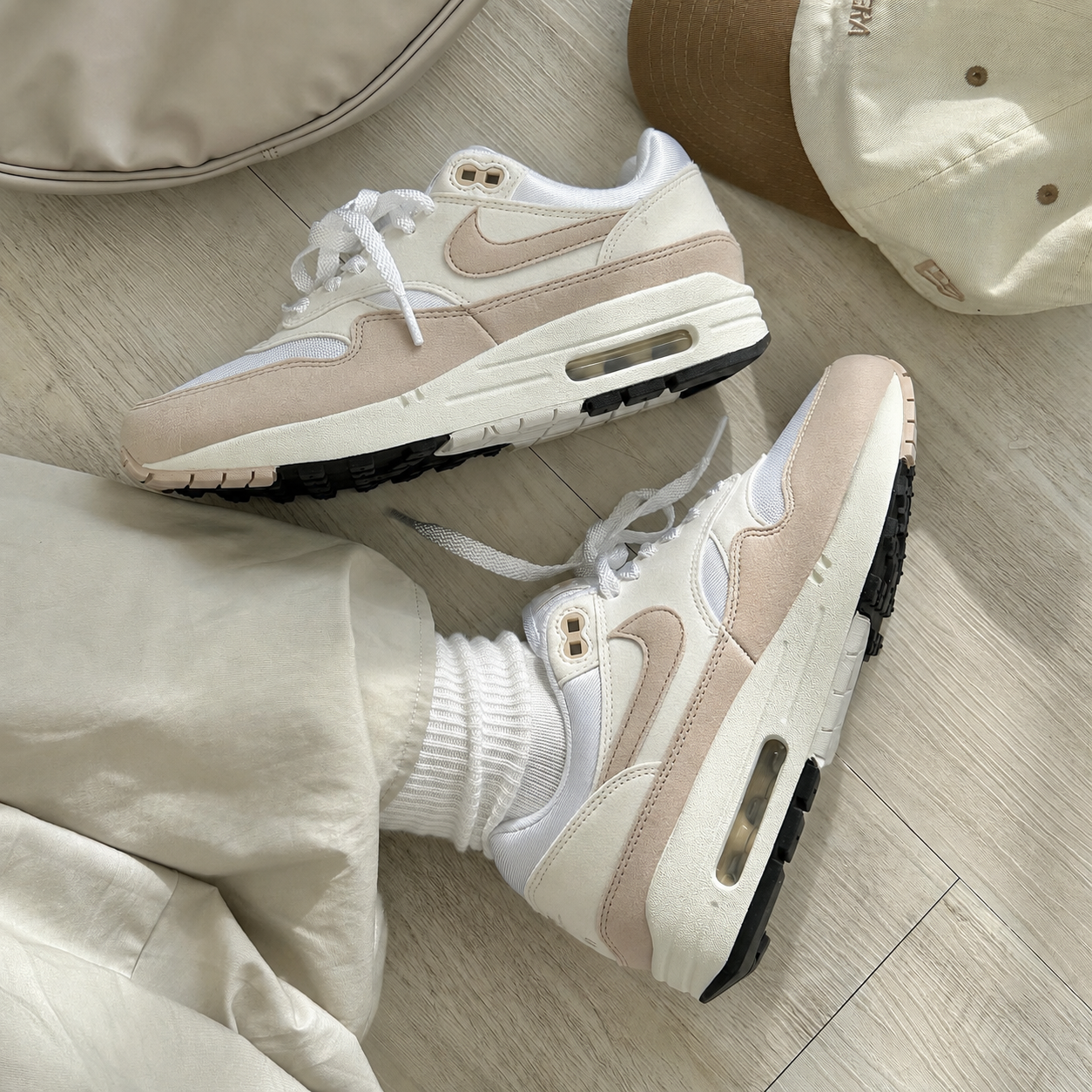 Nike Air Max 1 Premium Sanddrift (Women's), Lifestyle View 2, SKU FB5060-100