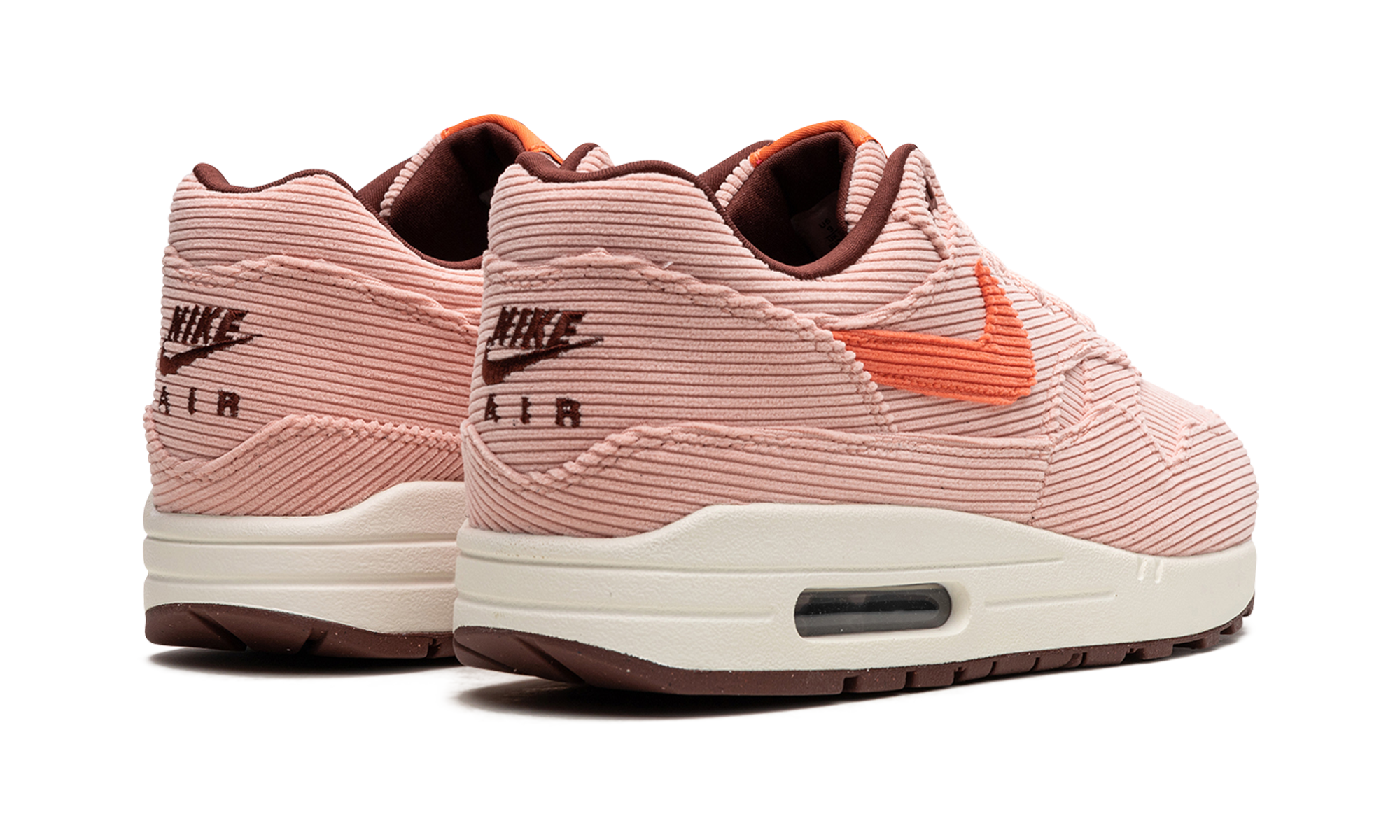 nike air max 1 prm corduroy coral stardust+FB8915-600+diagnol right behind view