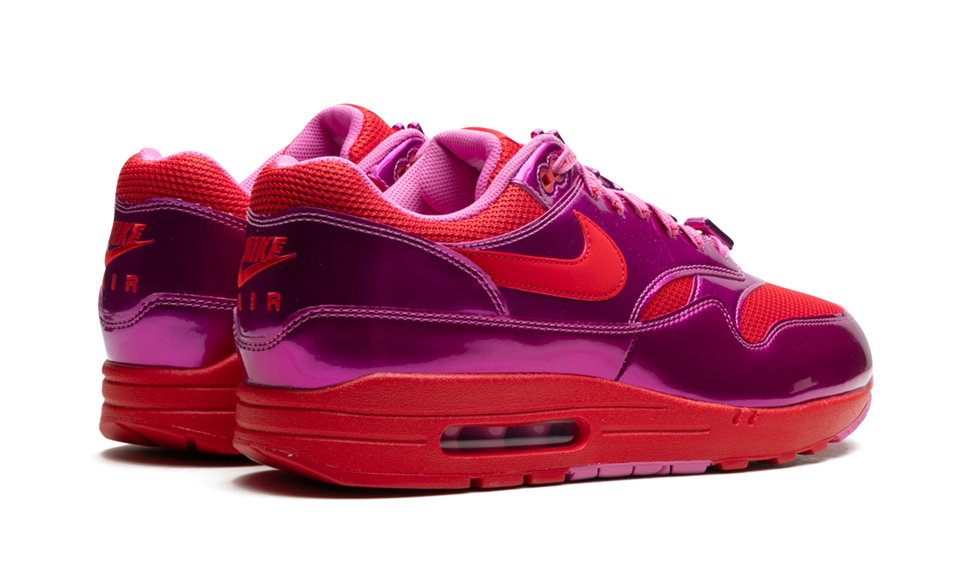 nike air max 1 prm valentines day playful pink+HV2301-600+diagnol right behind view