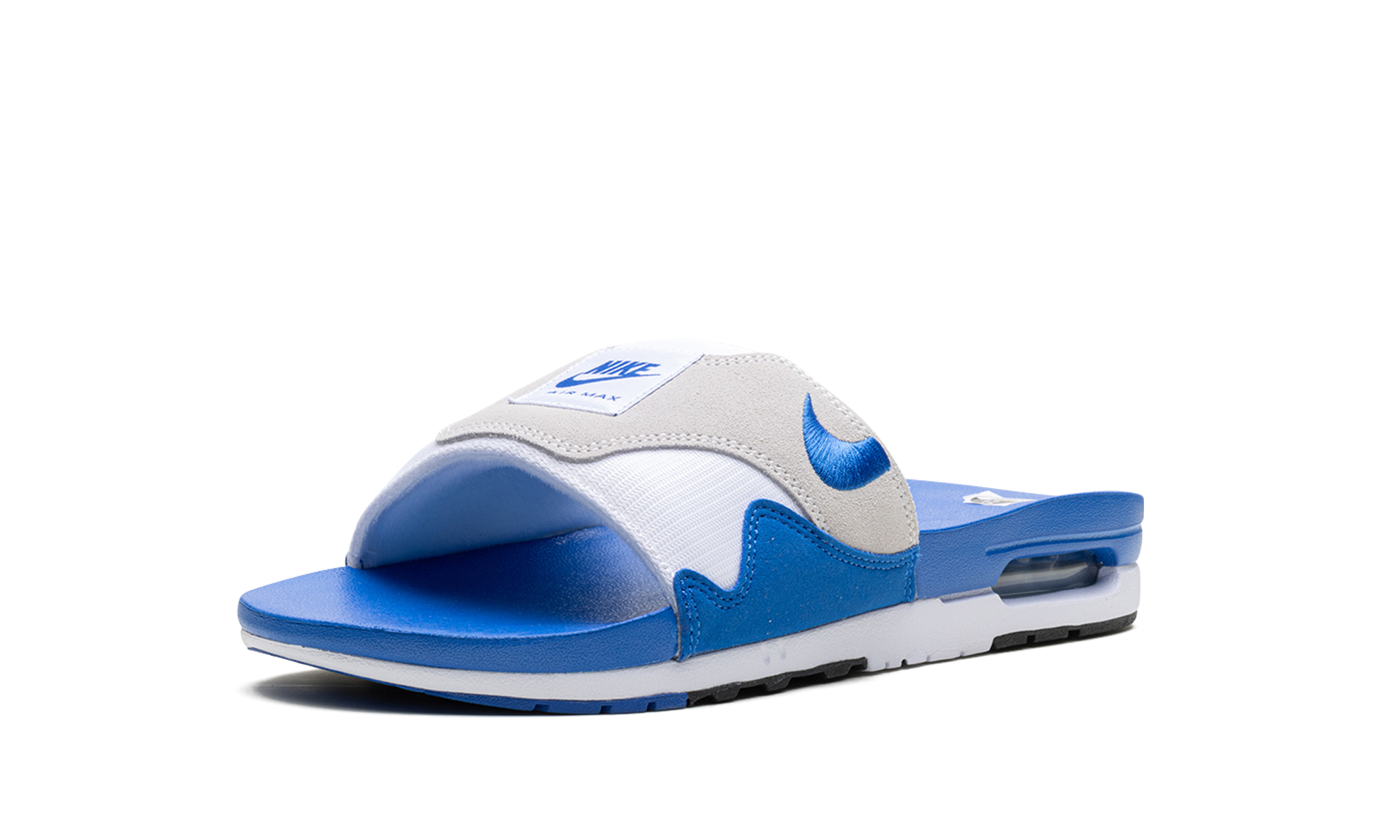 nike air max 1 slide royal+FJ4007-100+left diagnol single view