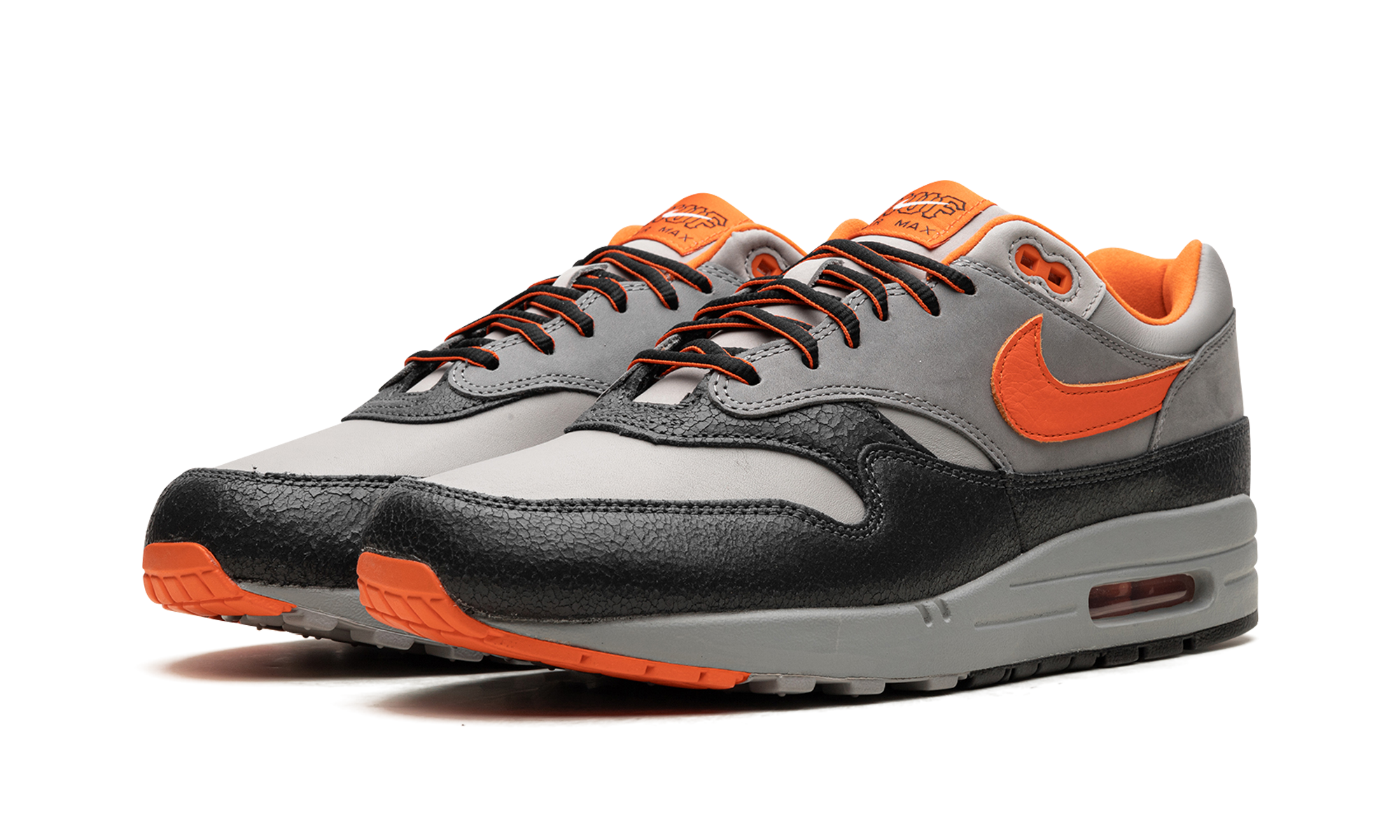 nike air max 1 sp huf brilliant orange+HF3713-001+diagnol left view