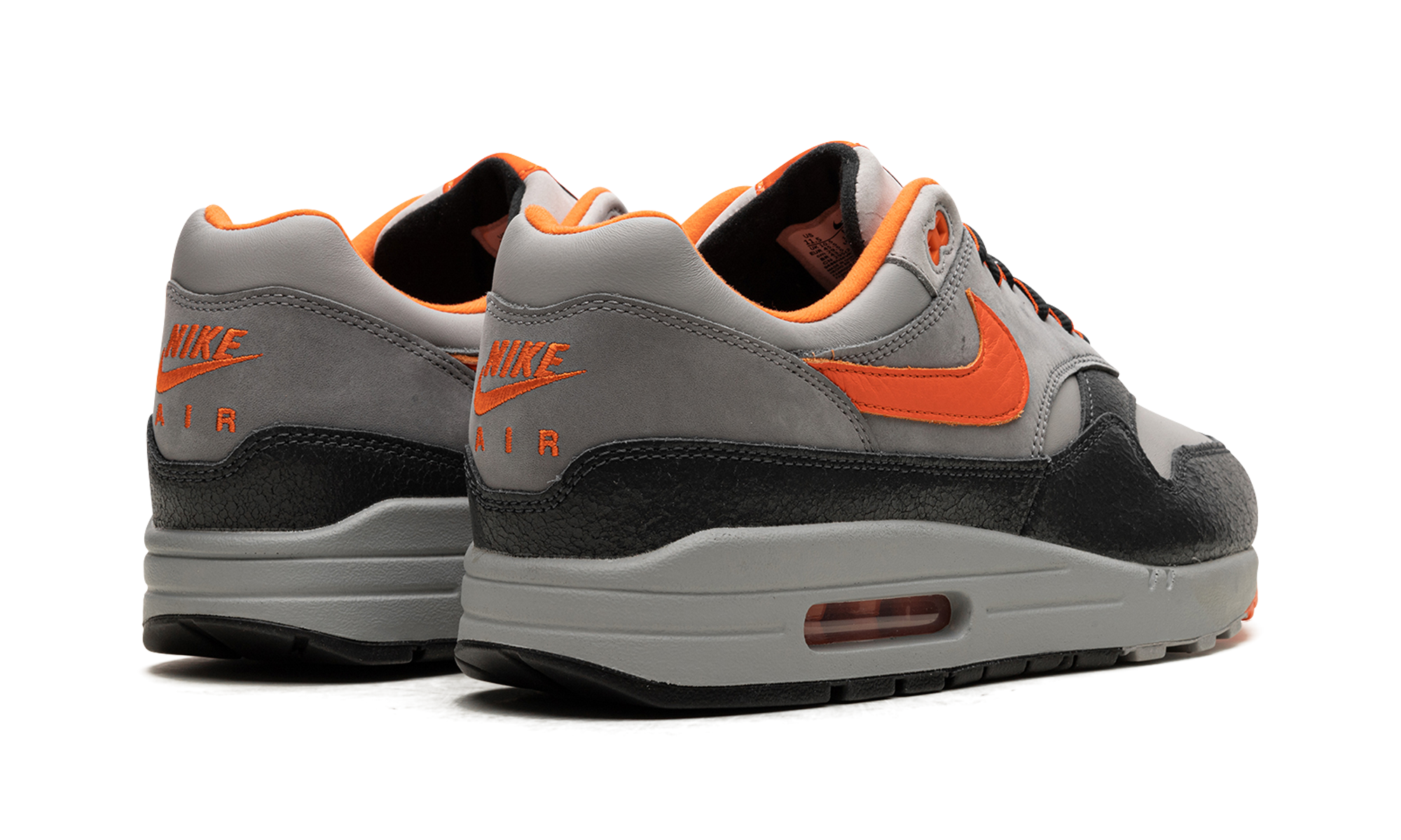 nike air max 1 sp huf brilliant orange+HF3713-001+diagnol right behind view