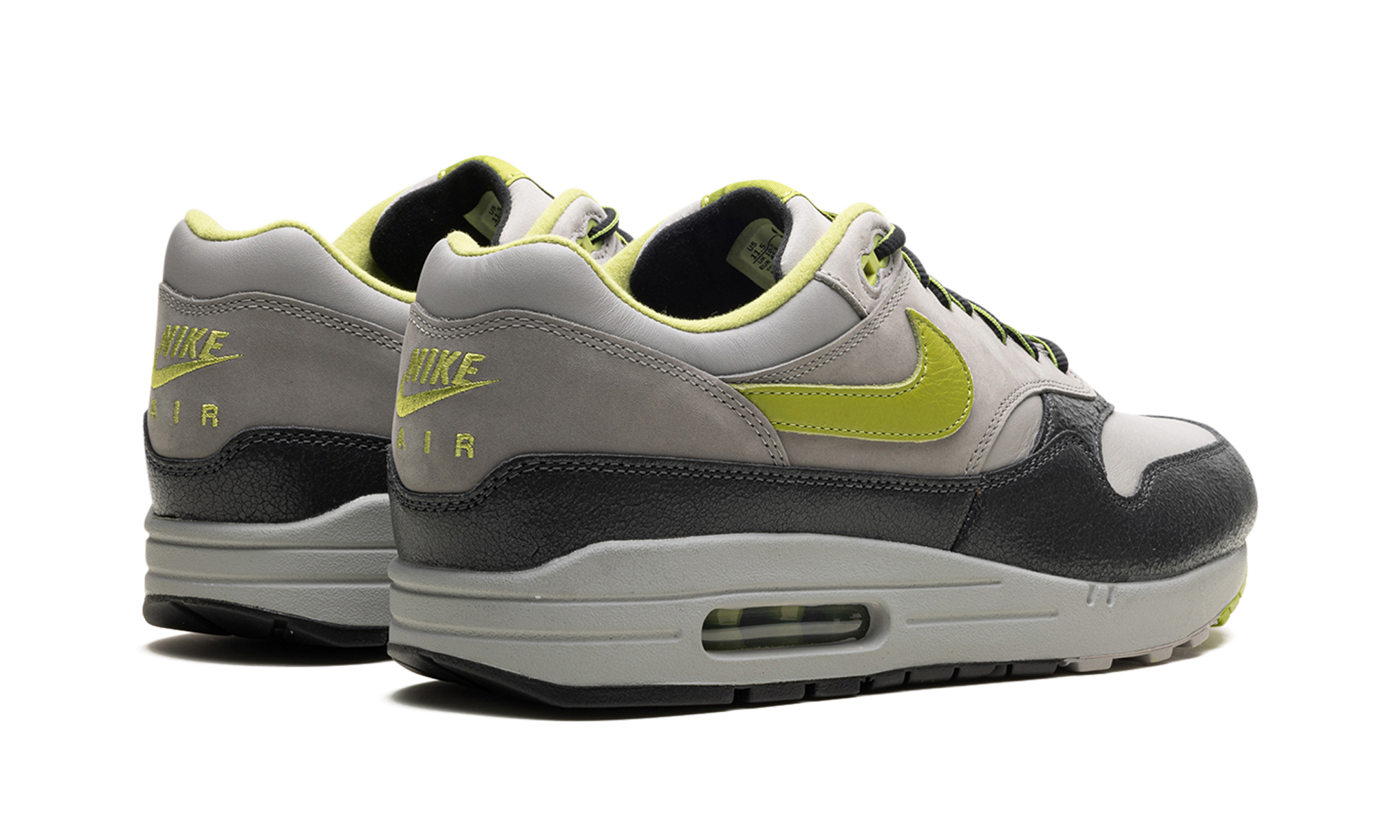 nike air max 1 sp huf pear green 2024+HF3713-002+diagnol right behind view