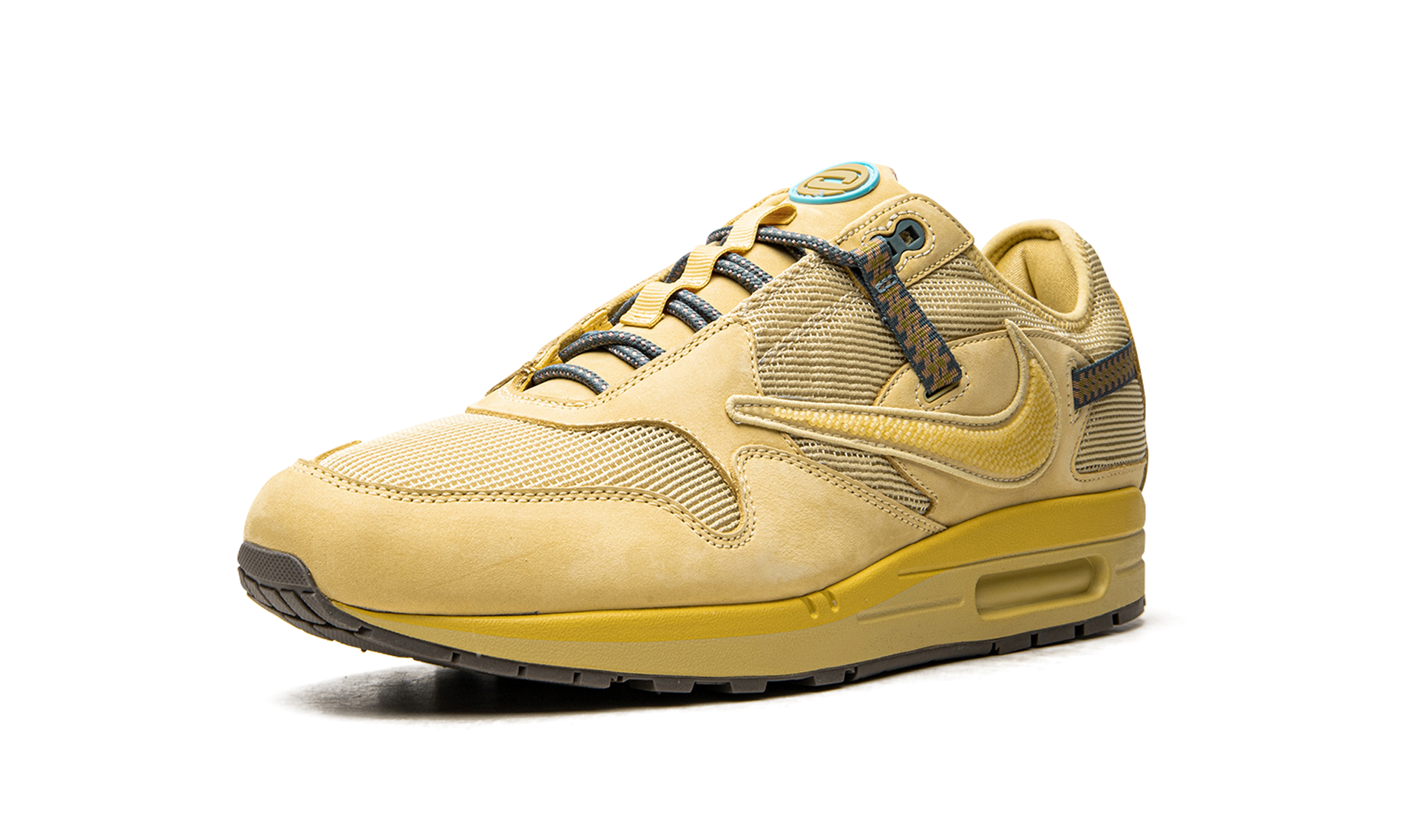 nike air max 1 travis scott cactus jack saturn gold+DO9392-700+left diagnol single view