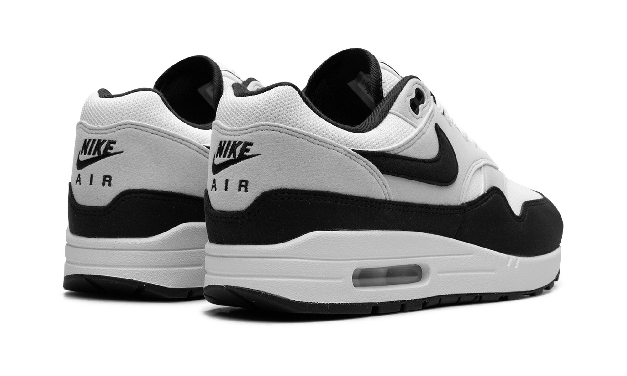 nike air max 1 white black+FD9082-107+diagnol right behind view