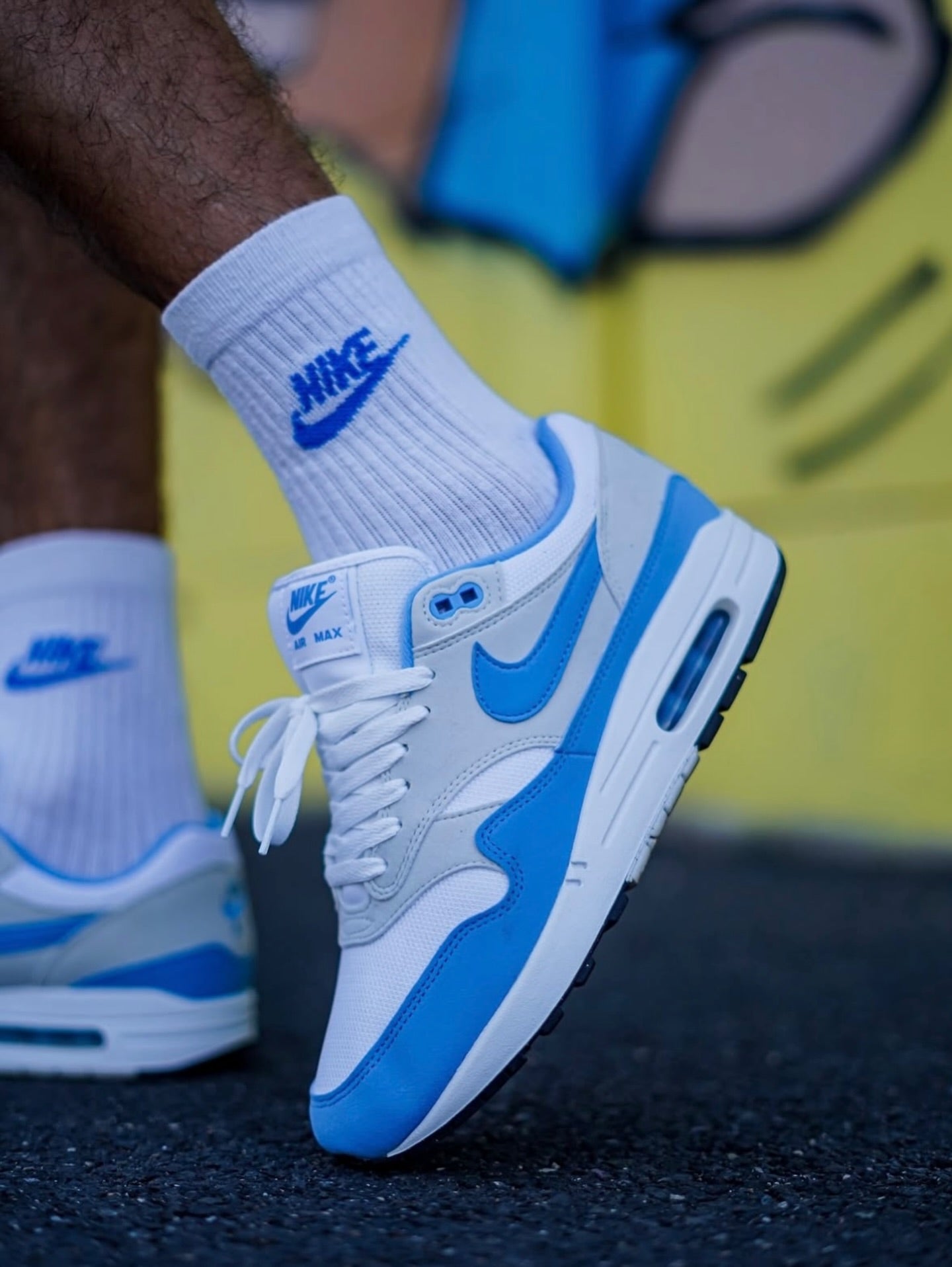 Nike Air Max 1 White University Blue, Lifestyle View 4, SKU FD9082-103