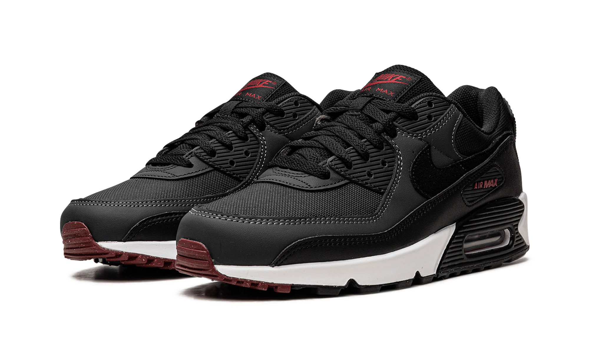 nike air max 90 anthracite team red+DQ4071-001+diagnol left view