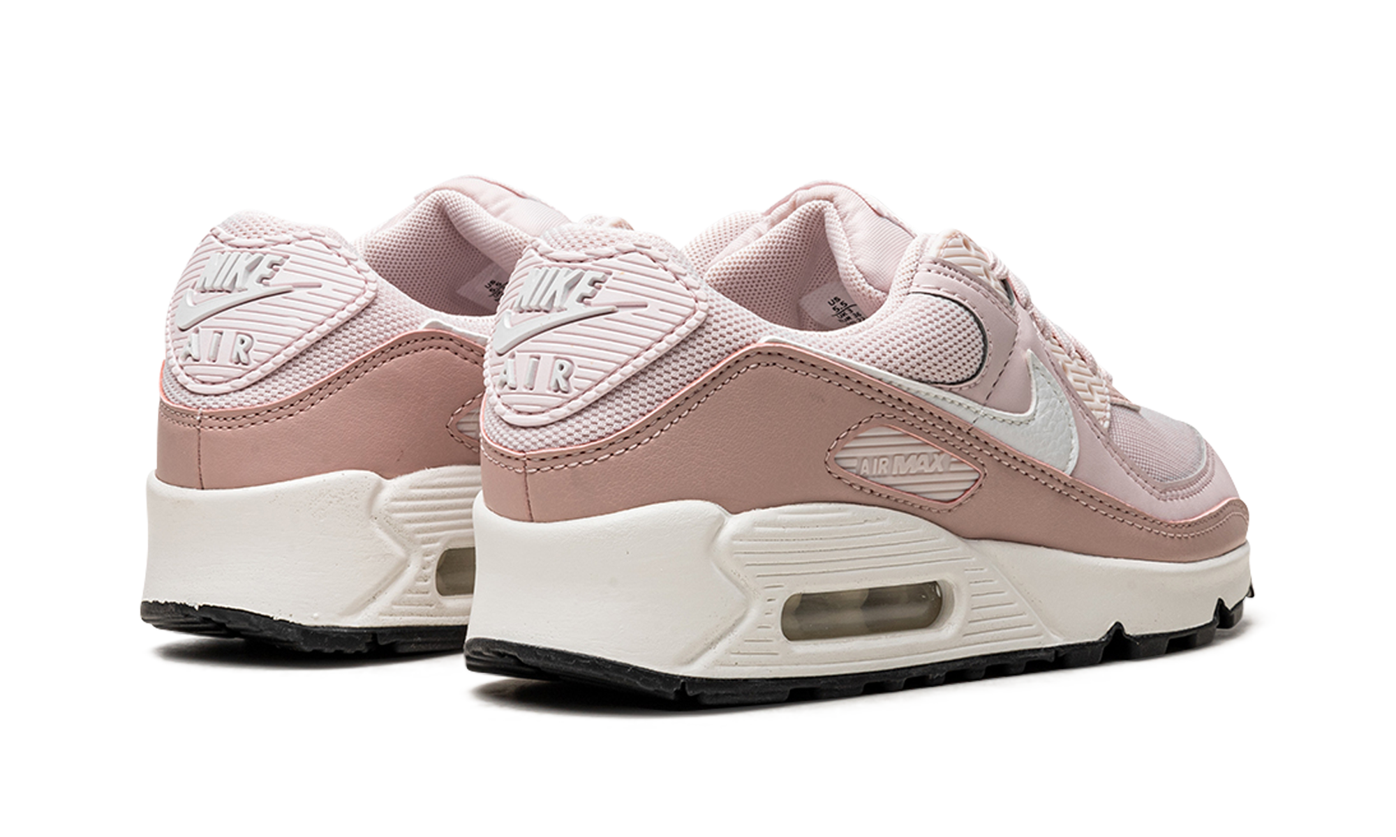 nike air max 90 barely rose pink oxford black women s+DH8010-600+diagnol right behind view
