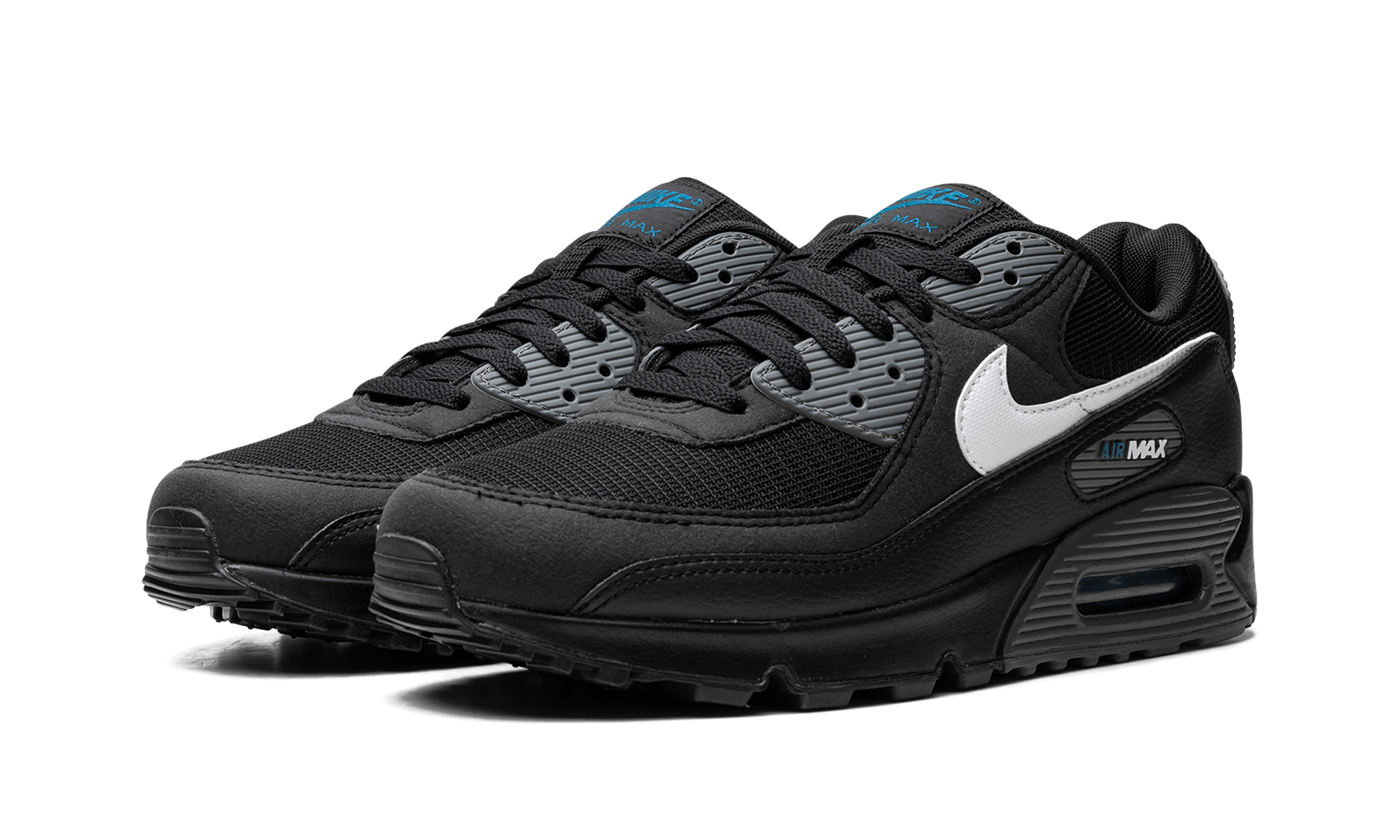 nike air max 90 black marina iron grey white+DR0145-002+diagnol left view