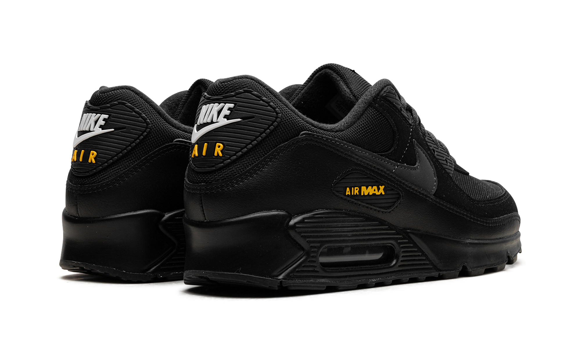 nike air max 90 black speed yellow+HM0628-001+diagnol right behind view