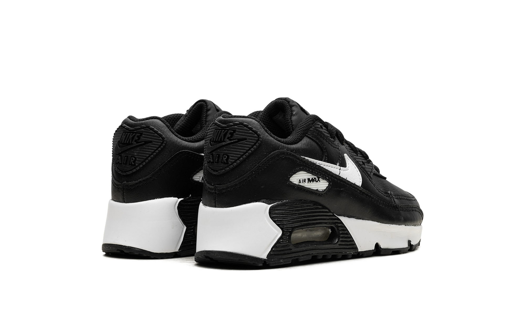 nike air max 90 black white ps+CD6867-010+diagnol right behind view