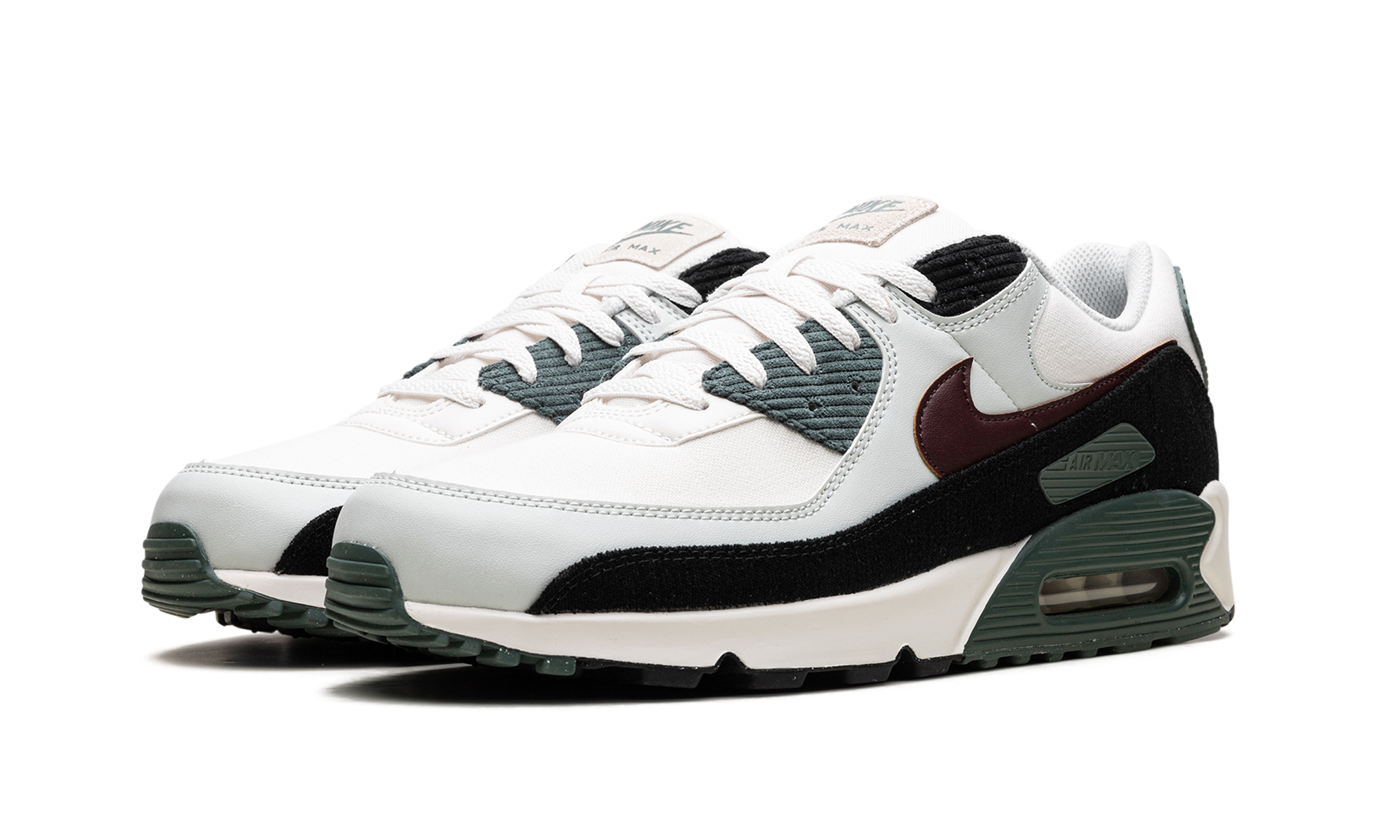 nike air max 90 burgundy crush vintage green+FV6059-001+diagnol left view