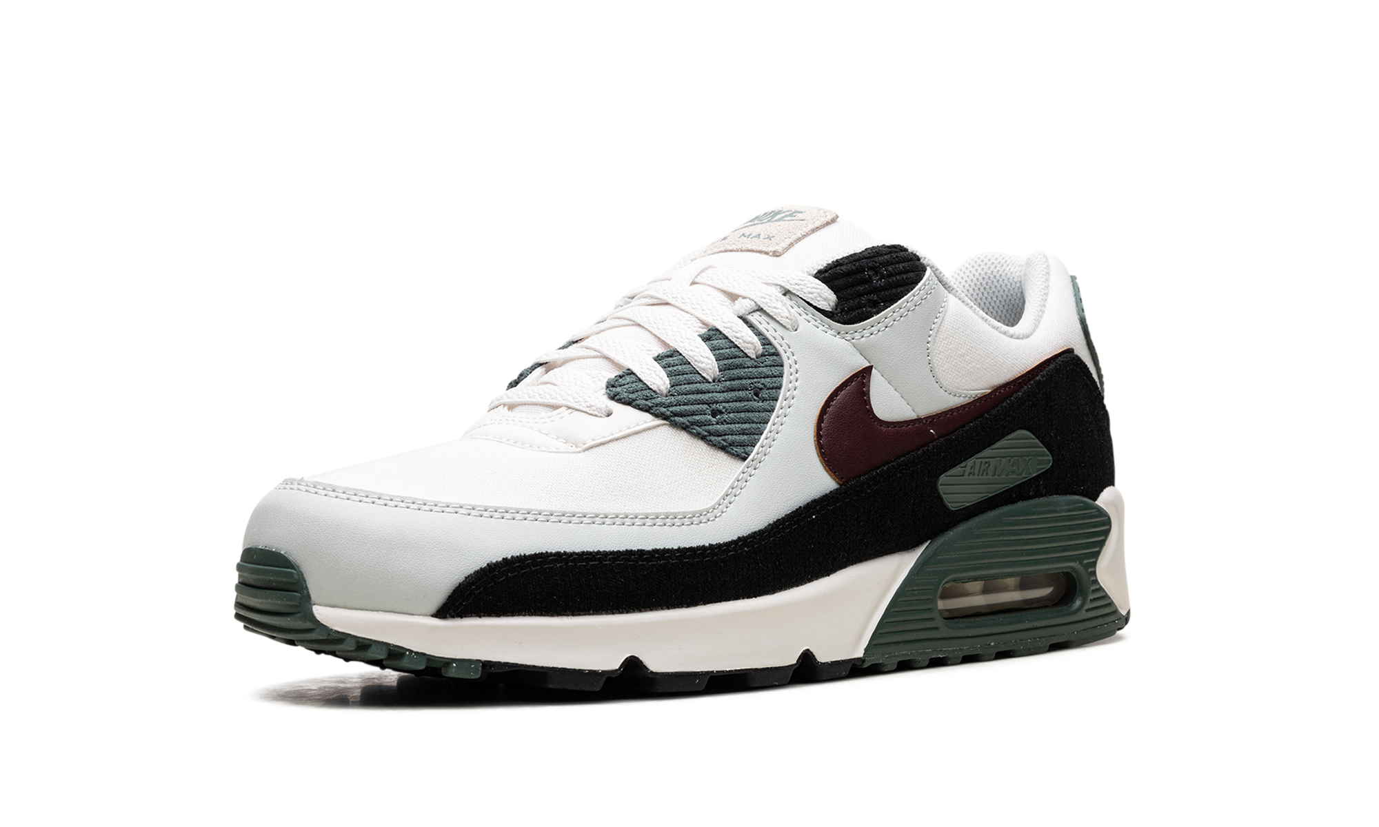 nike air max 90 burgundy crush vintage green+FV6059-001+left diagnol single view